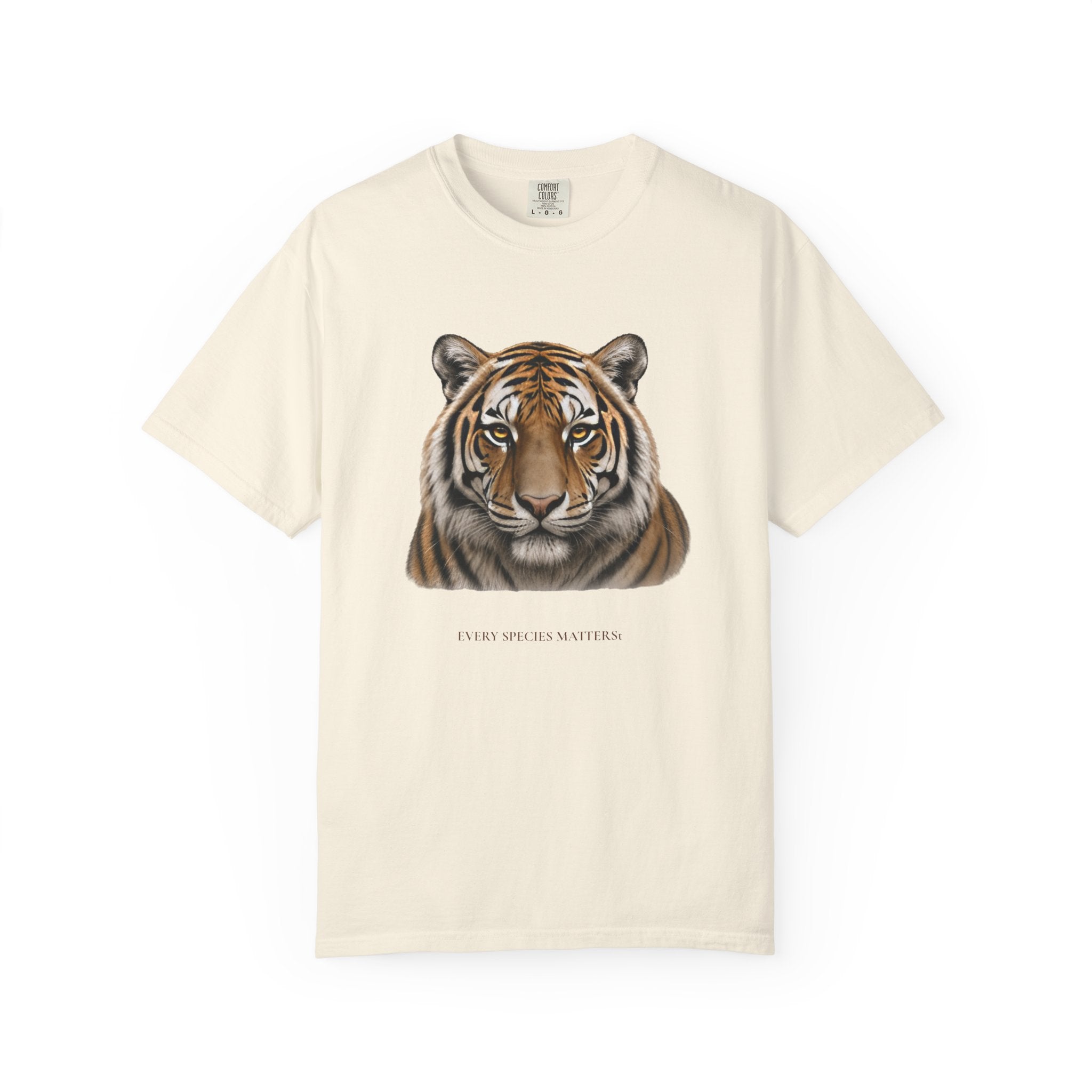 Tiger Portrait Every Species Matters Tee — Garment-Dyed Comfort Colors Wildlife Graphic T-Shirt