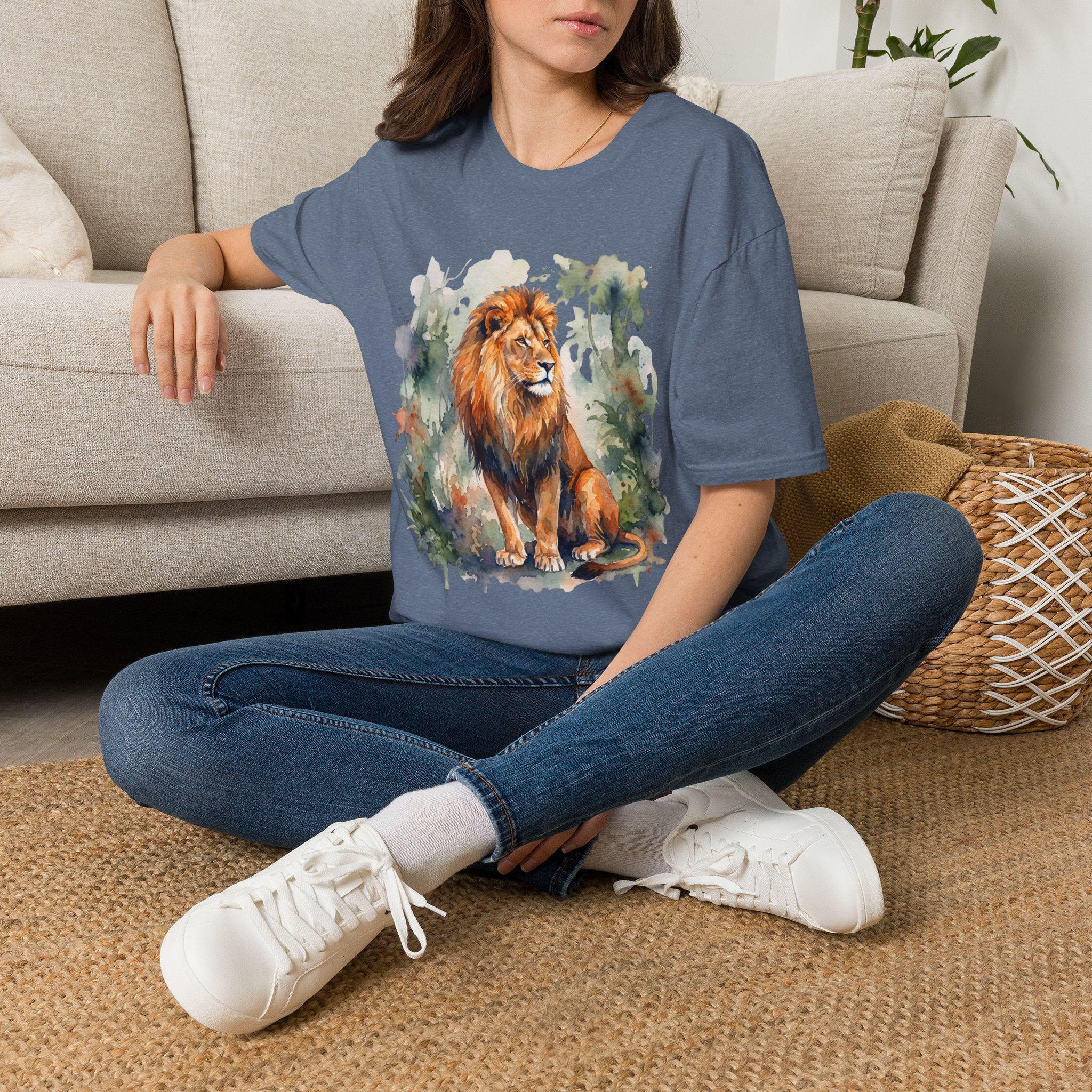 Lion Watercolor T‑Shirt — Gildan Majestic Lion Art Tee