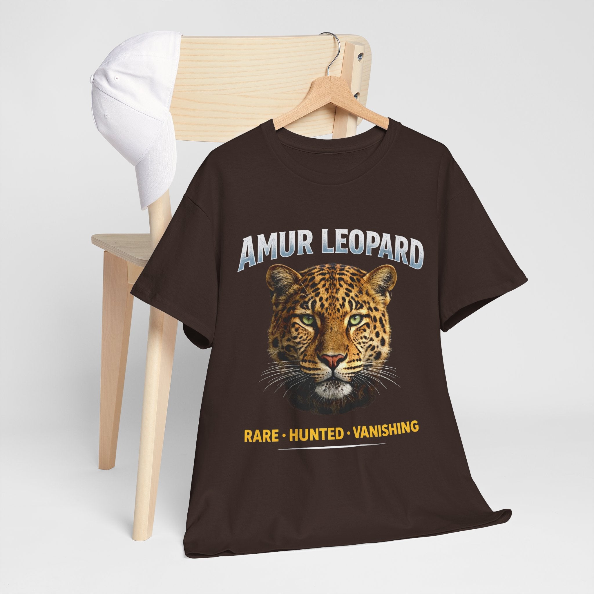 Amur Leopard Conservation Tee — 'Rare • Hunted • Vanishing' Wildlife T-Shirt