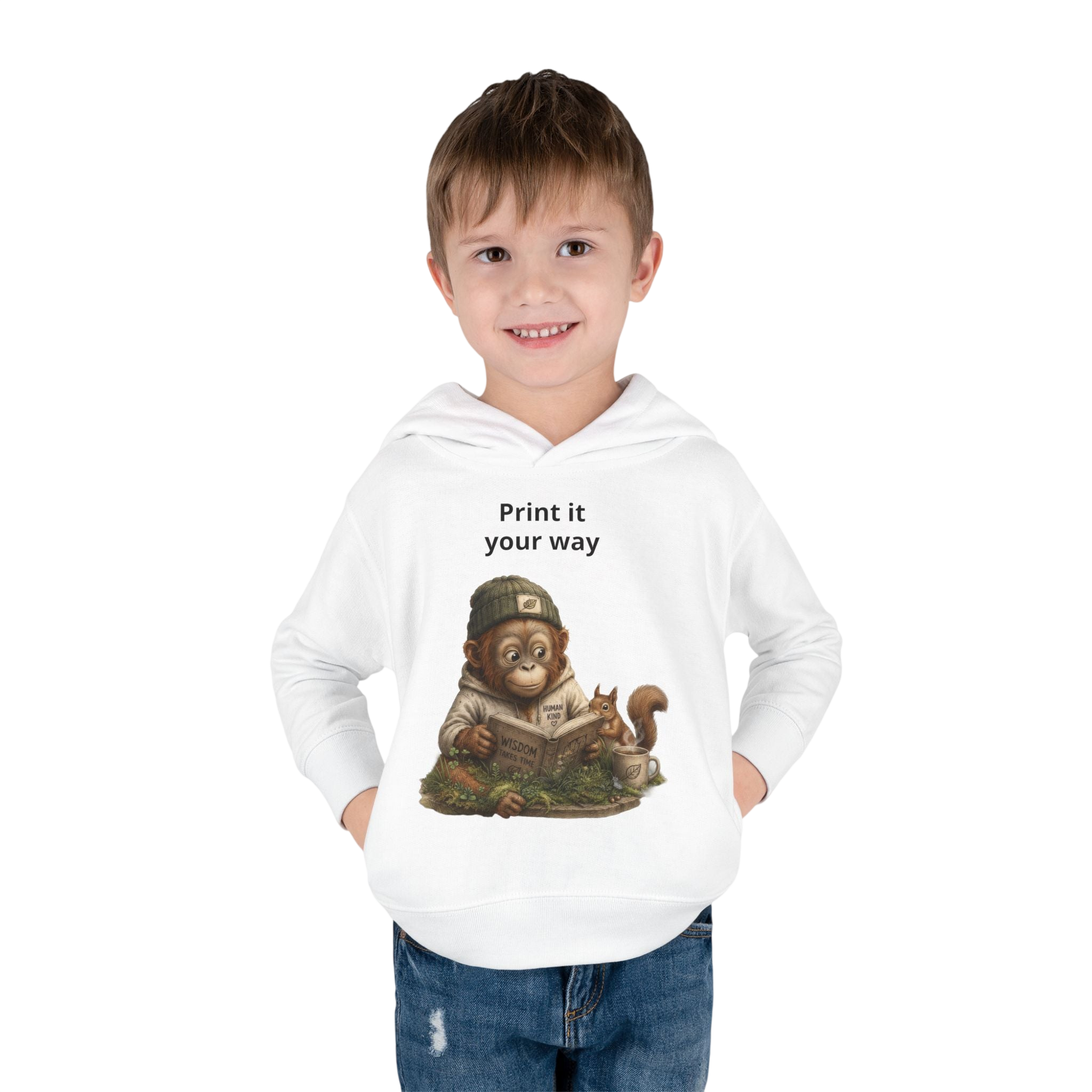 Toddler Hoodie — Cozy Orrie with Squirrel Illustration