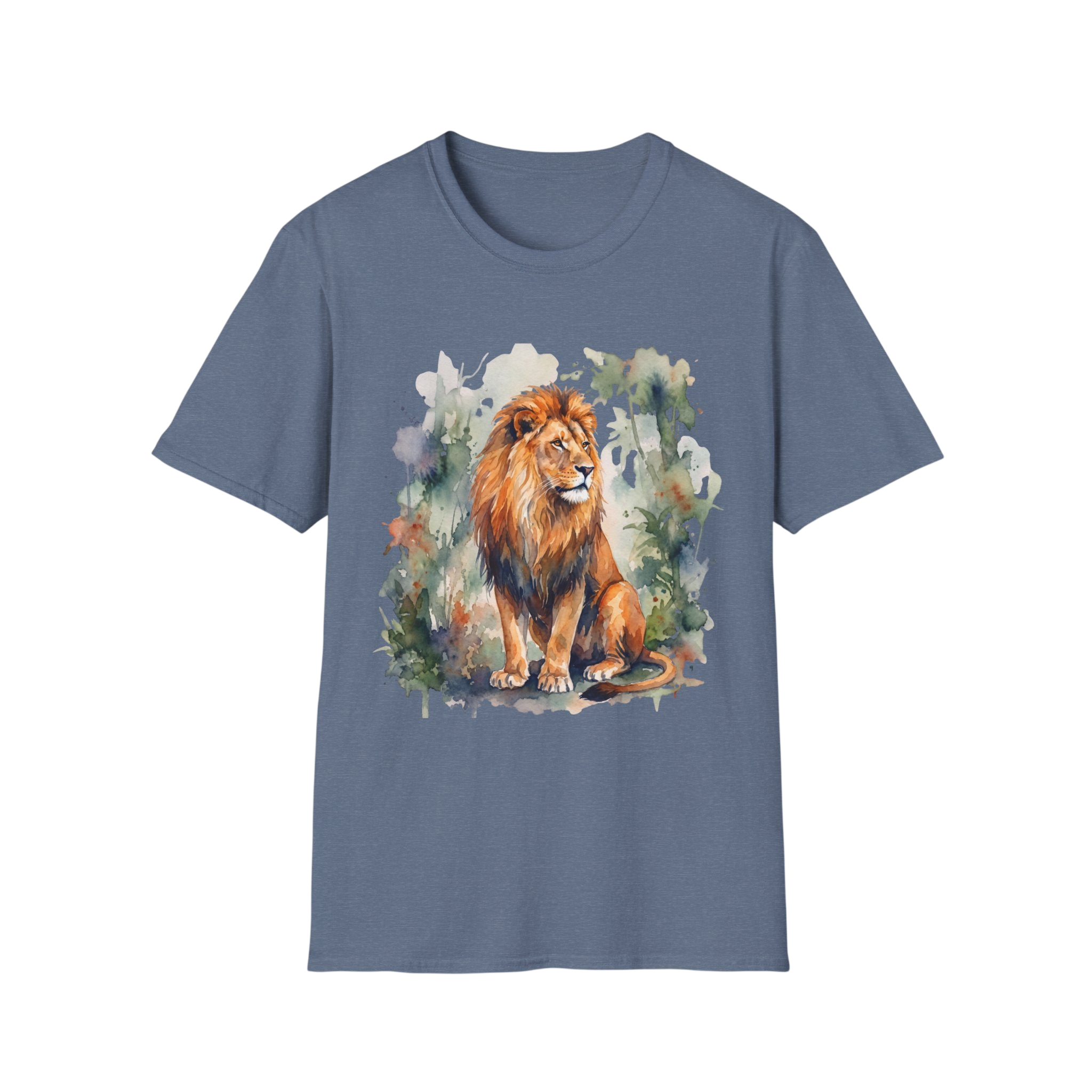 Lion Watercolor T‑Shirt — Gildan Majestic Lion Art Tee