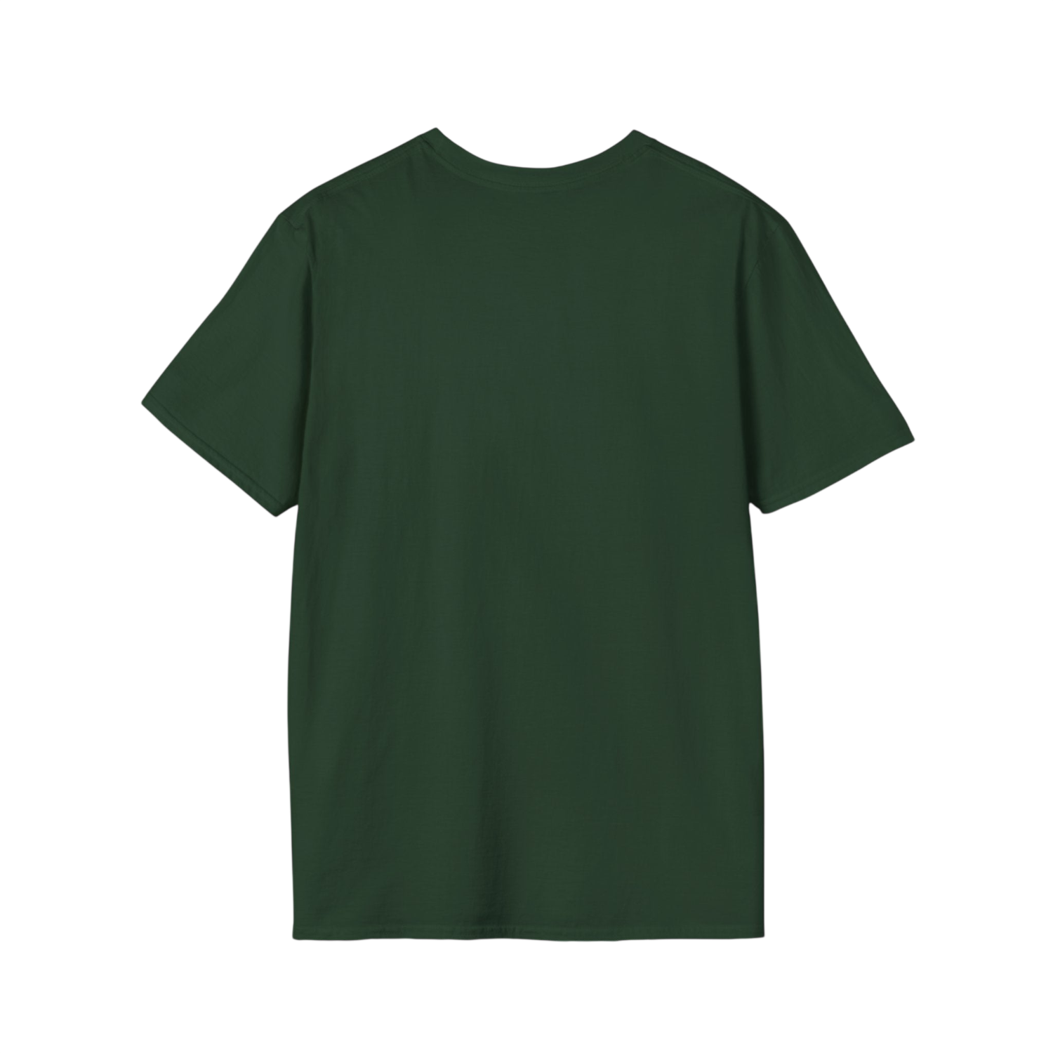 A dark forest green short-sleeve t-shirt shown from the back, laid flat against a solid white background.