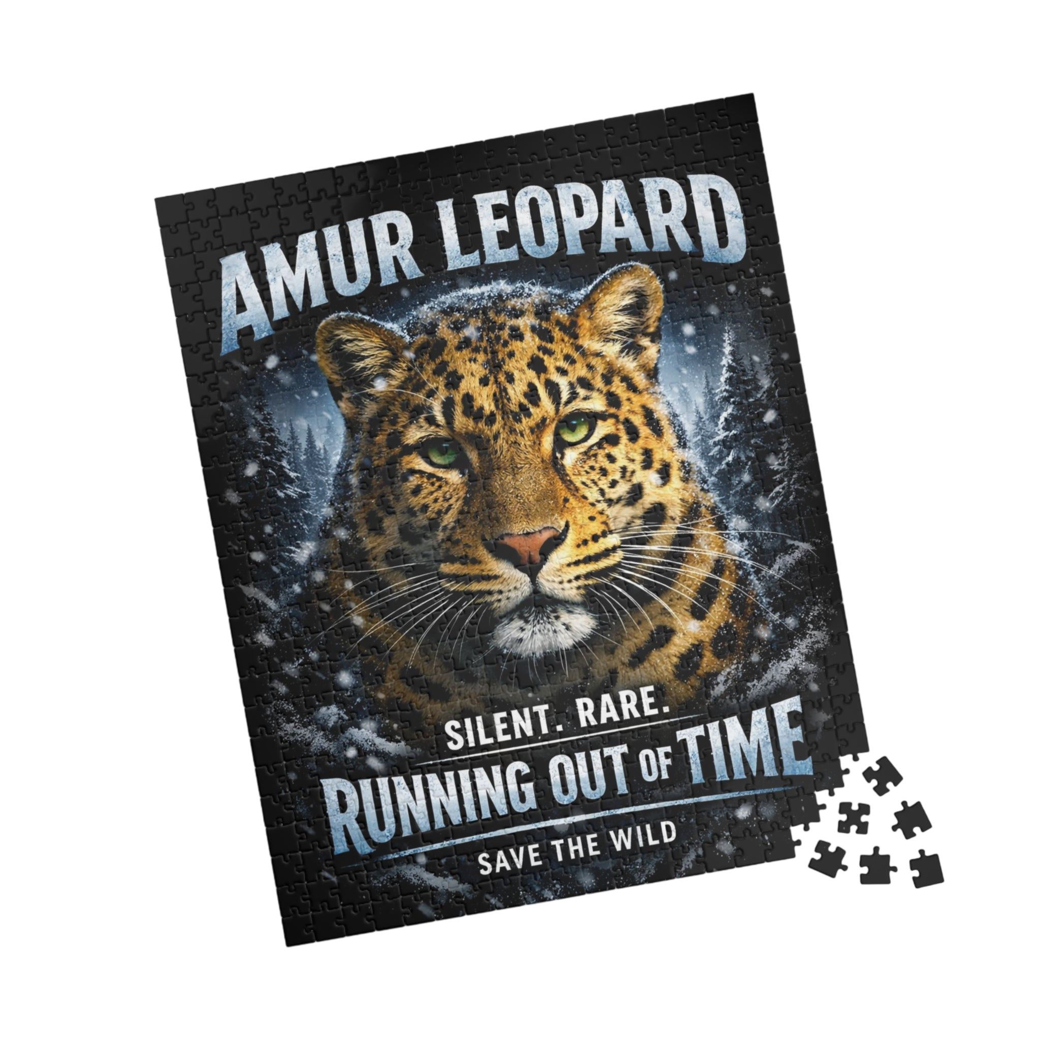 Amur Leopard Puzzle — "Running Out of Time" Wildlife Conservation Jigsaw (252–1014 pcs)