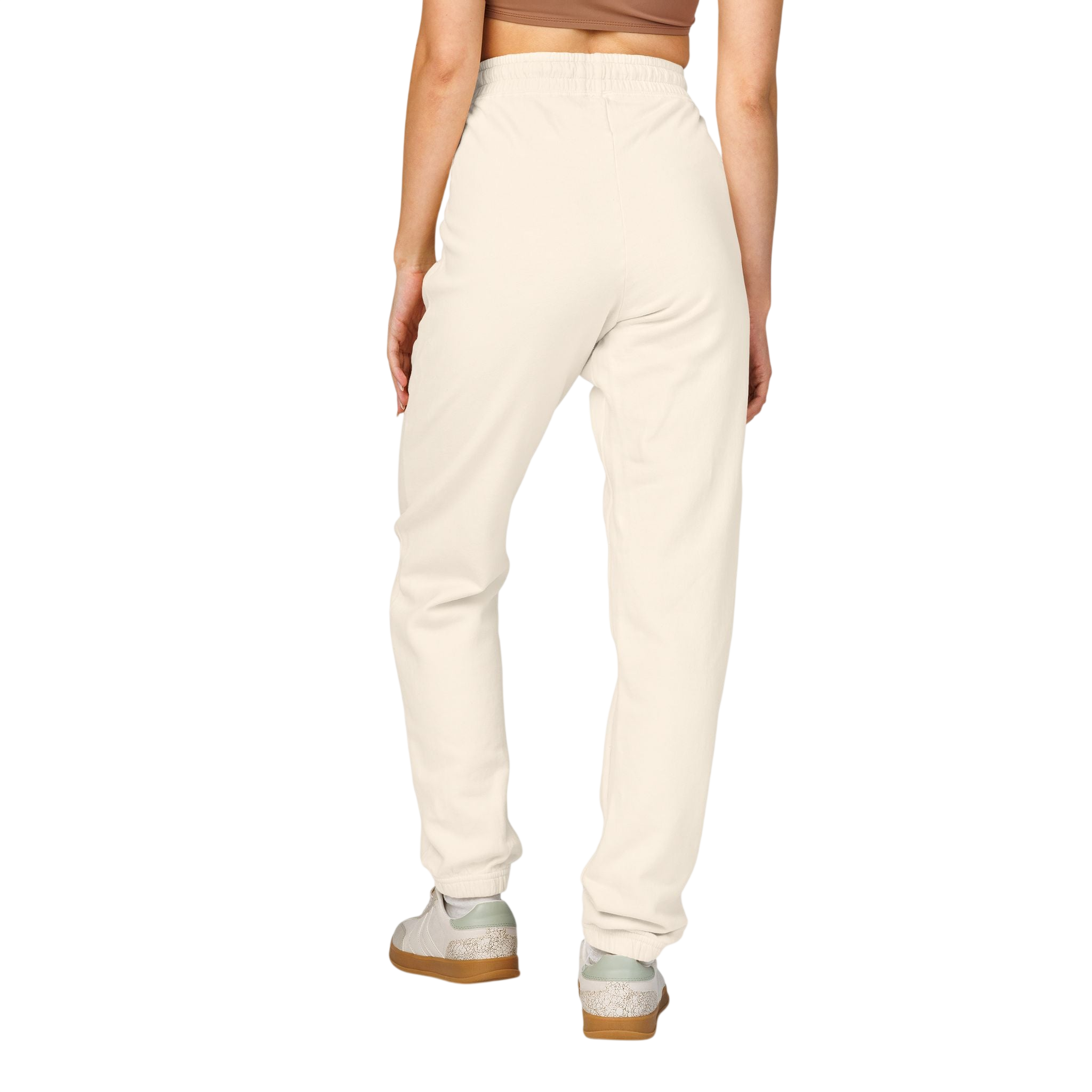 Whale Tail Embroidered Fleece Sweatpants — Cream Garment-Dyed Joggers