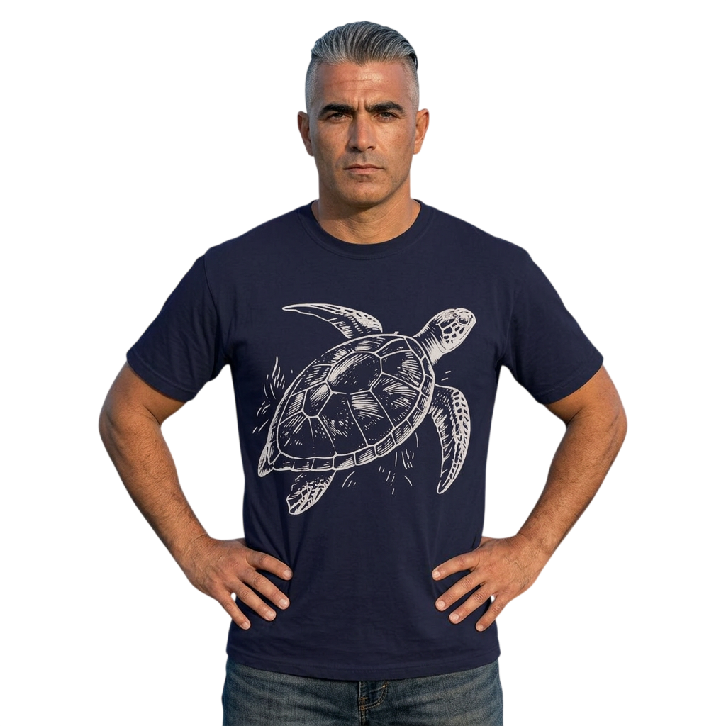 Sea Turtle Navy Graphic T-Shirt on Comfort Colors