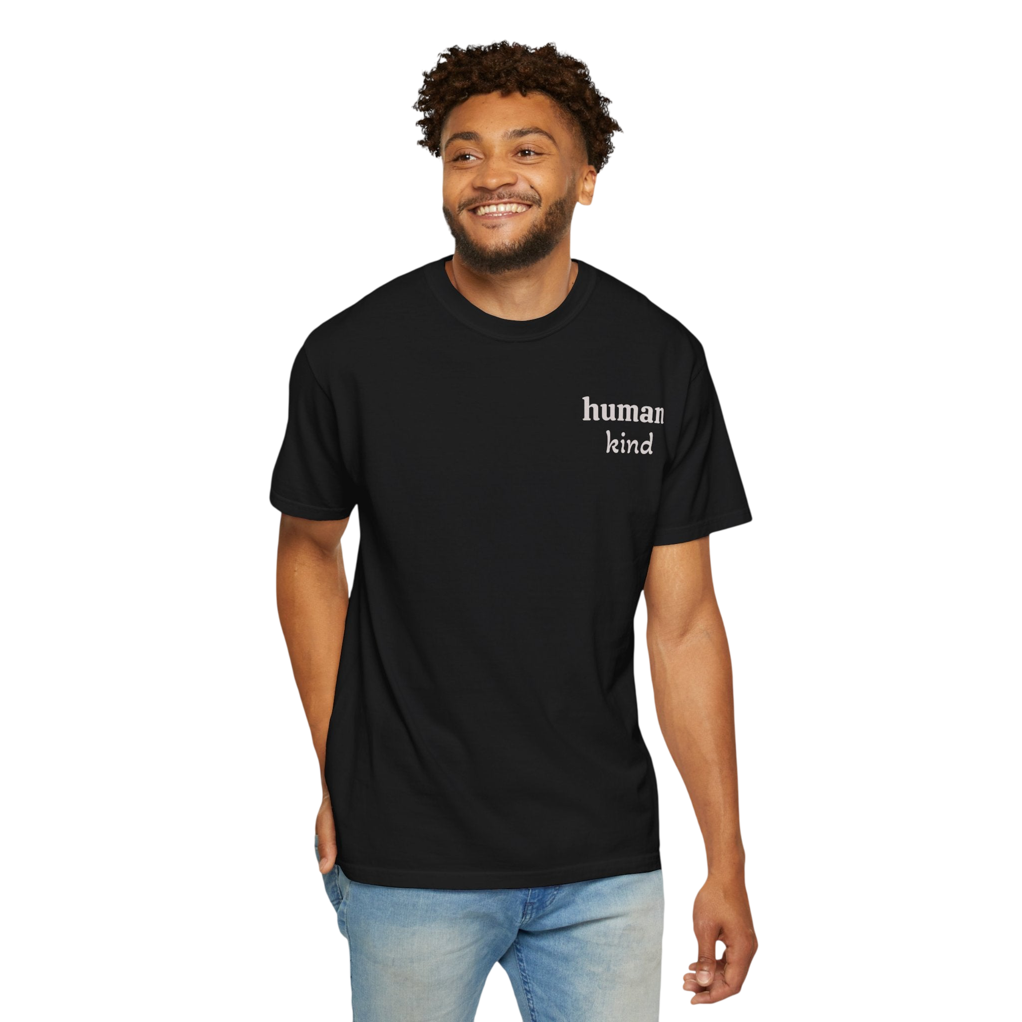 Human Kind Black Graphic T-shirt on Comfort Colors