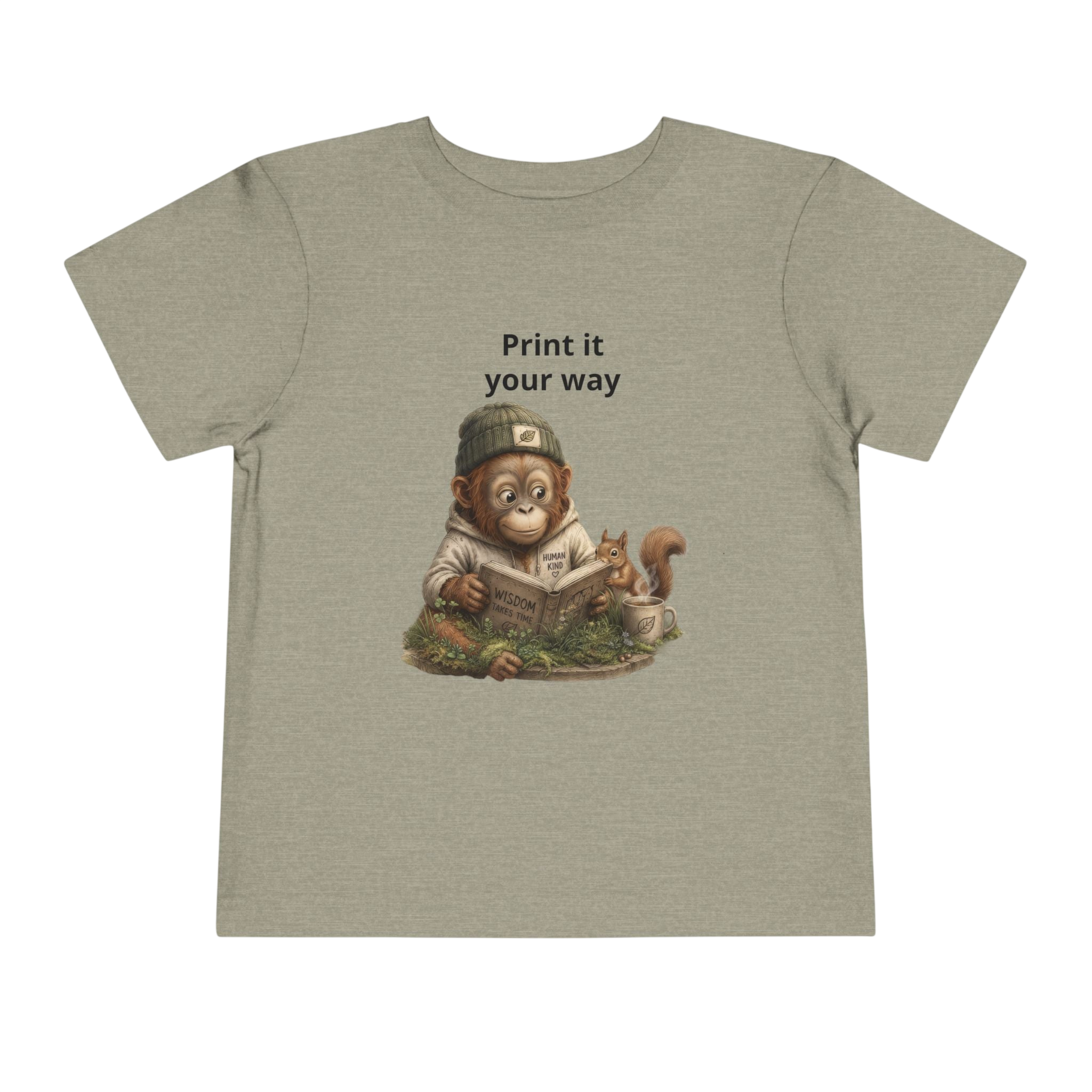 Toddler Tee — Cute Orrie Reading "Print it your way" Graphic