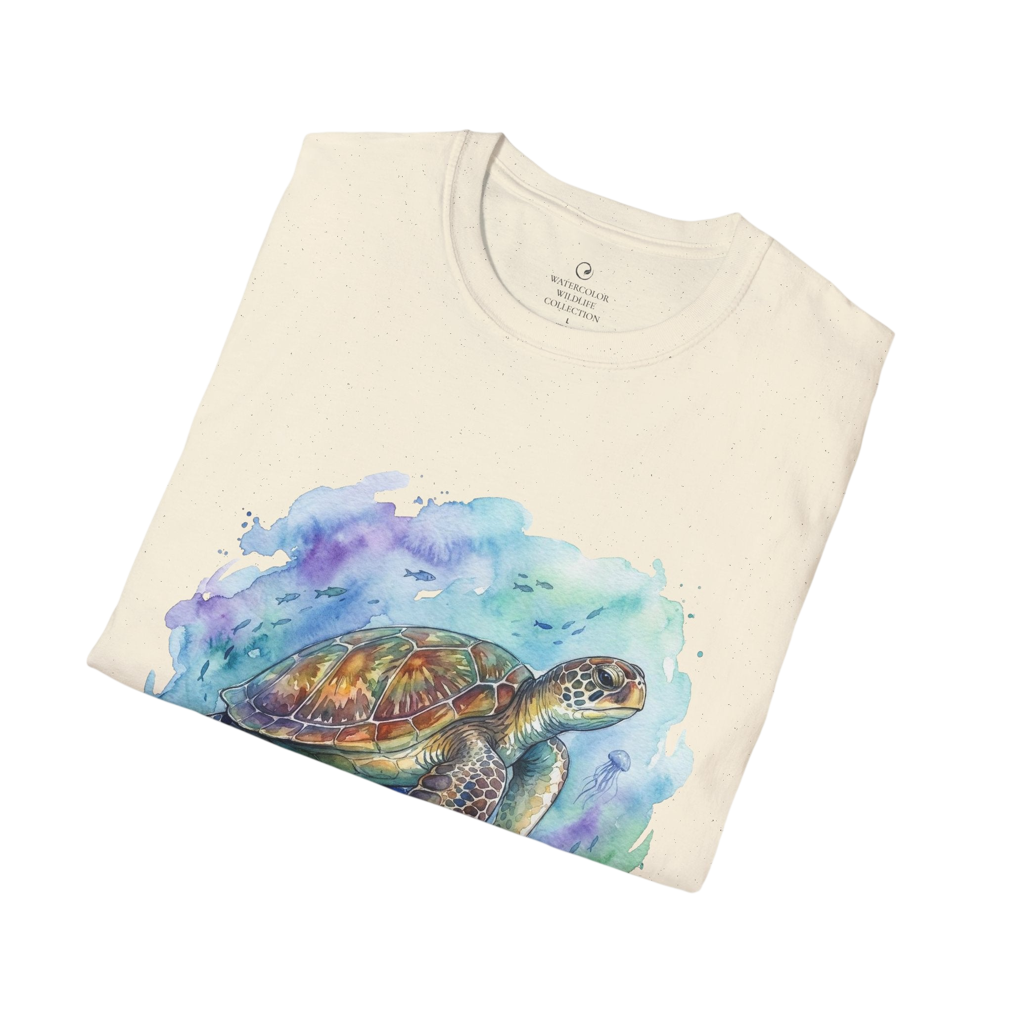 Sea Turtle Watercolor Graphic T-Shirt on 100% cotton