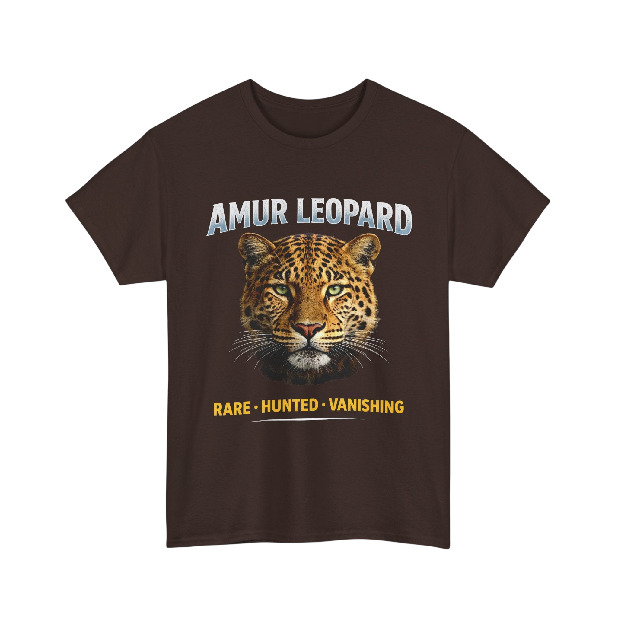 Amur Leopard Conservation Tee — 'Rare • Hunted • Vanishing' Wildlife T-Shirt