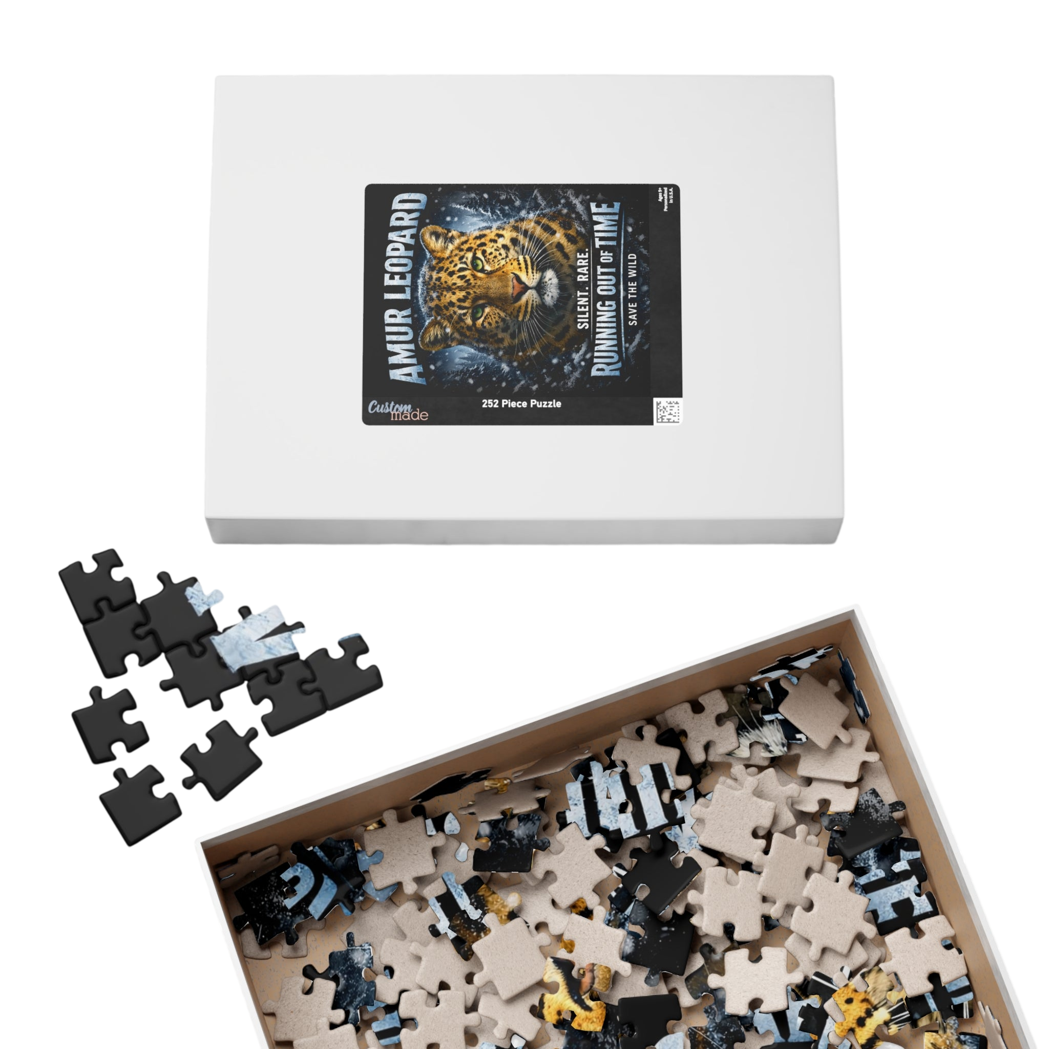 Amur Leopard Puzzle — "Running Out of Time" Wildlife Conservation Jigsaw (252–1014 pcs)
