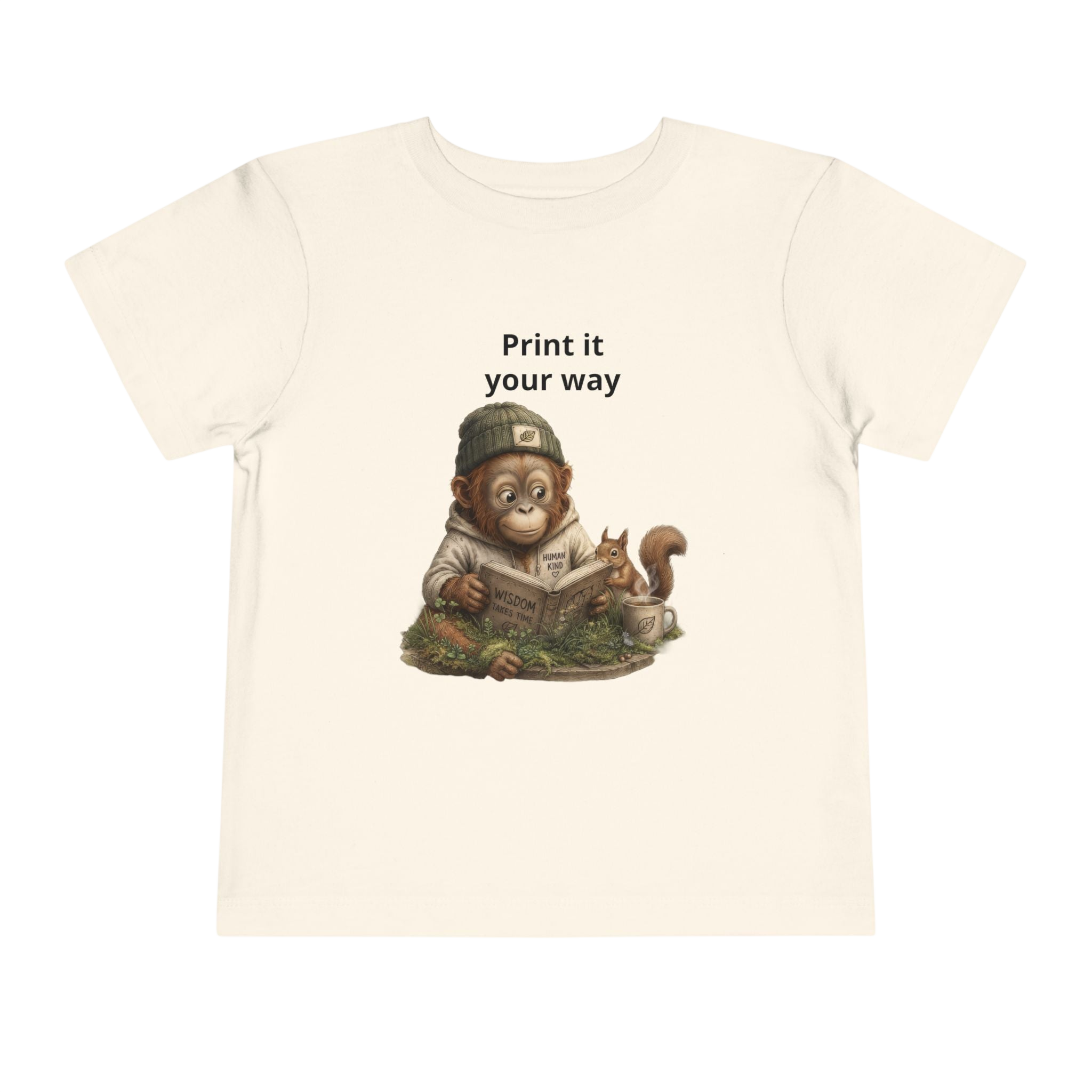 Toddler Tee — Cute Orrie Reading "Print it your way" Graphic