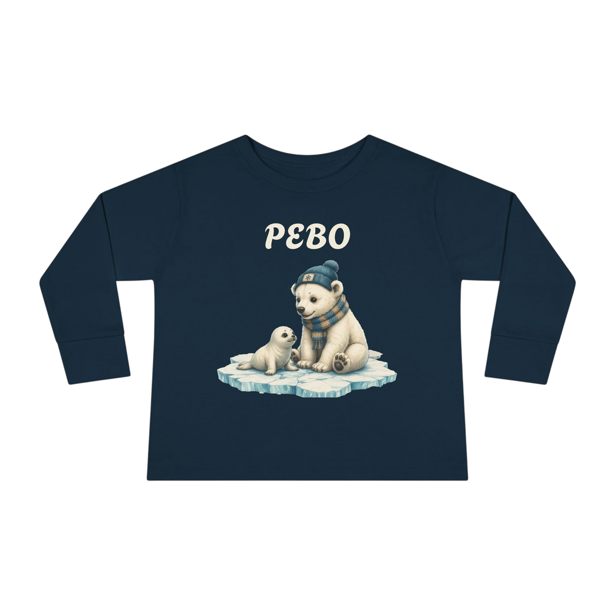 Toddler Long Sleeve Tee — Cozy Polar Bear & Seal Winter Shirt ("PEBO" Design)