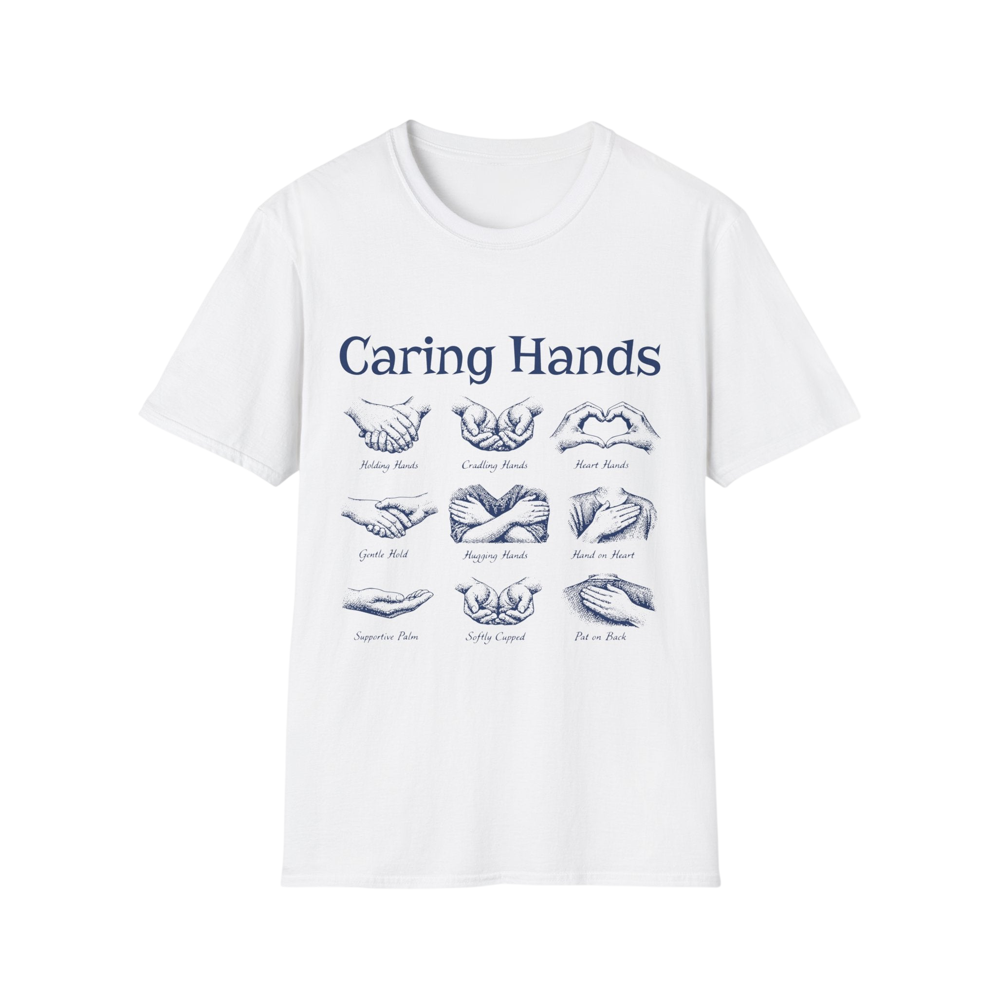 Caring Hands Illustration T-Shirt — Compassionate Hand Sign Designs