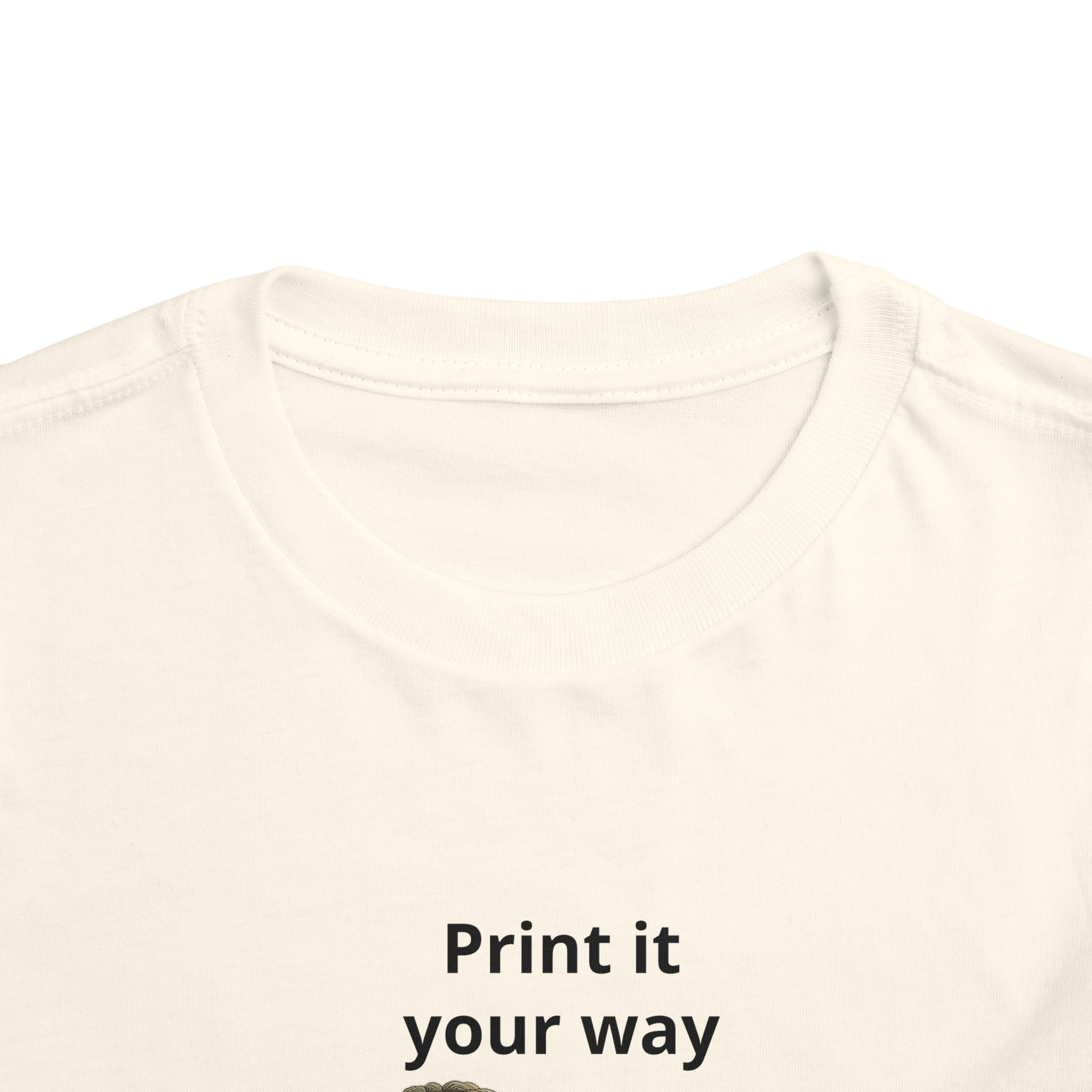 Toddler Tee — Cute Orrie Reading "Print it your way" Graphic