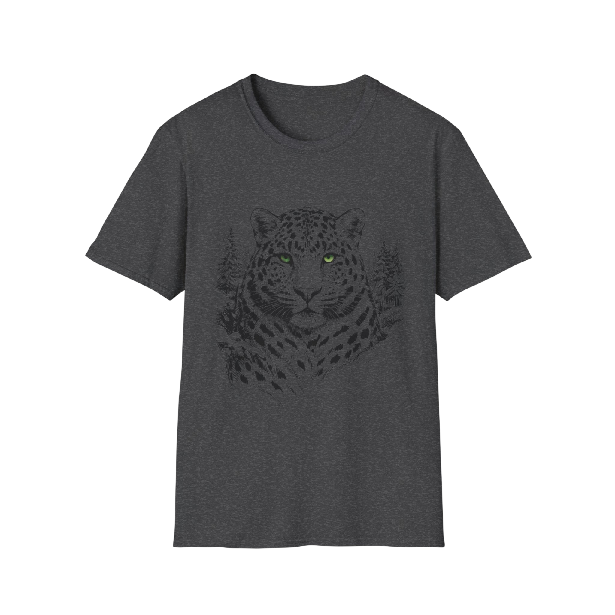 Leopard Portrait T-Shirt — Striking Green-Eyed Big Cat Graphic Tee