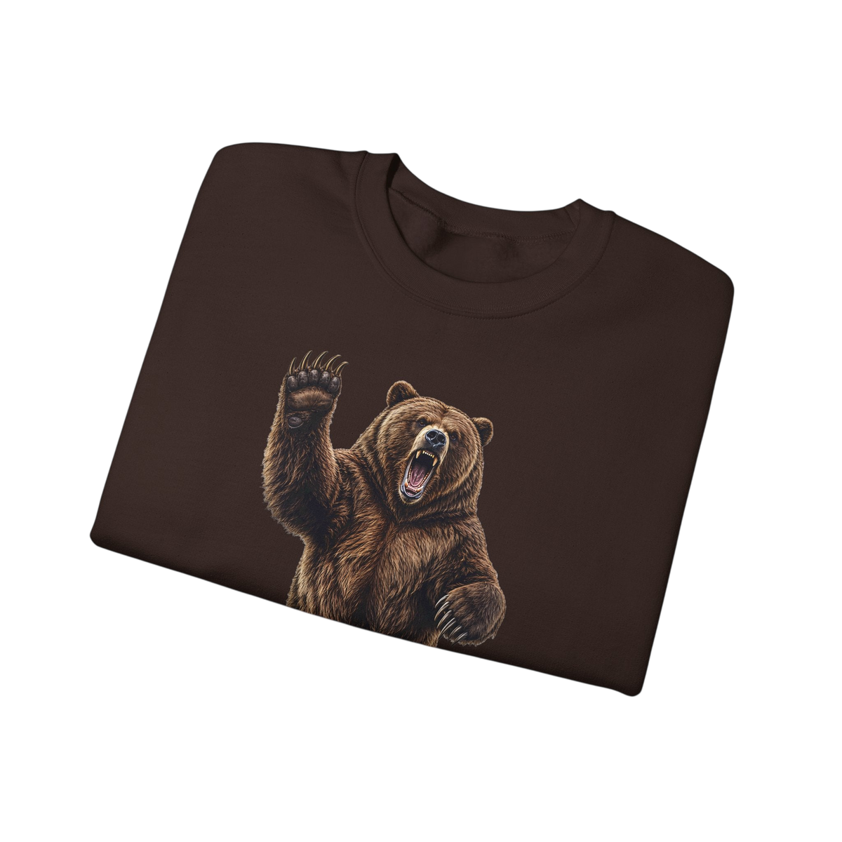 Grizzly Bear Graphic Sweatshirt — Roaring Bear Crewneck for Wildlife Lovers