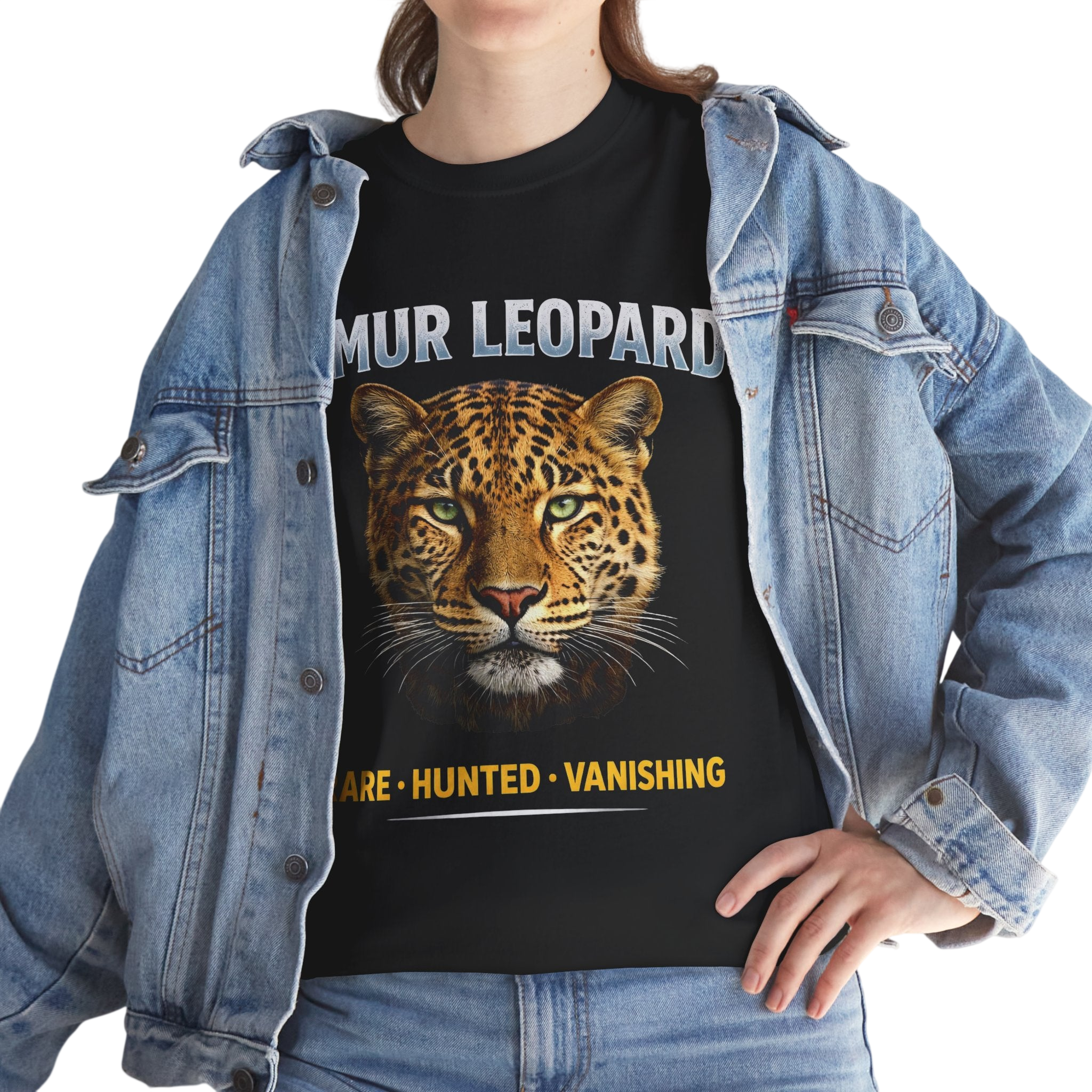 Amur Leopard Conservation Tee — 'Rare • Hunted • Vanishing' Wildlife T-Shirt