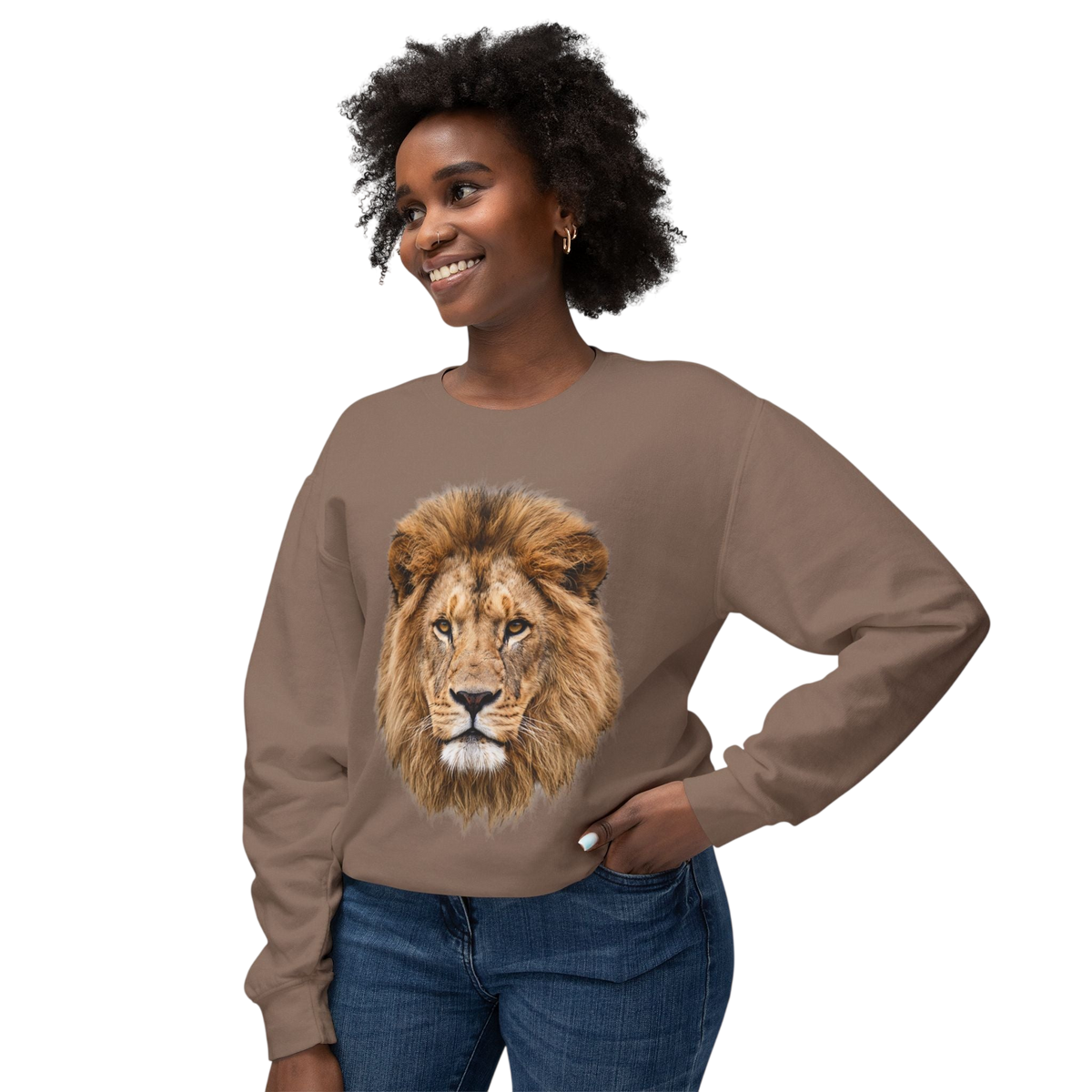 Lion Portrait Graphic Sweatshirt on 100% cotton