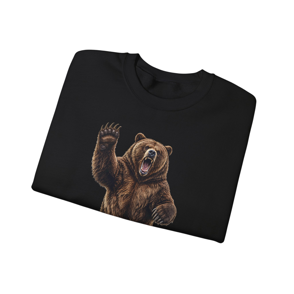 Grizzly Bear Graphic Sweatshirt — Roaring Bear Crewneck for Wildlife Lovers