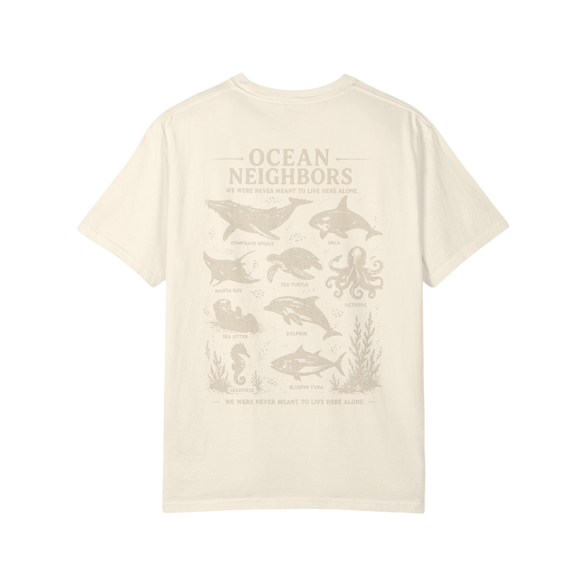Ocean Neighbors Tan Graphic T-Shirt on Comfort Colors
