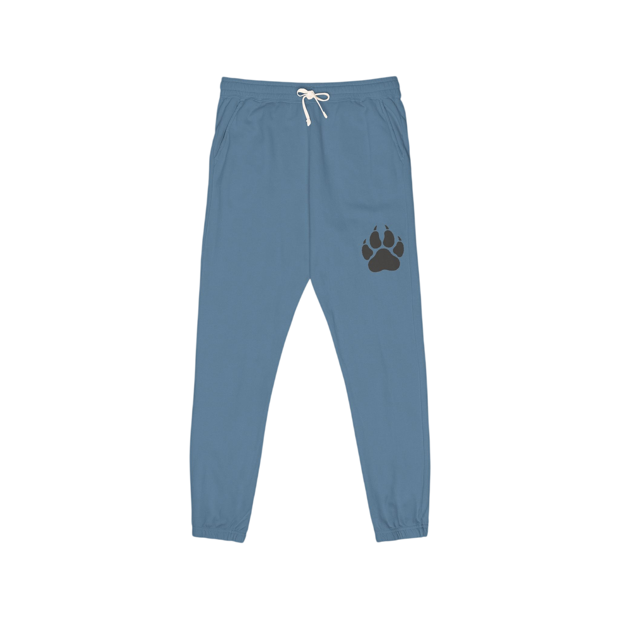 Paw Print Embroidered Fleece Sweatpants — Cozy Casual Joggers