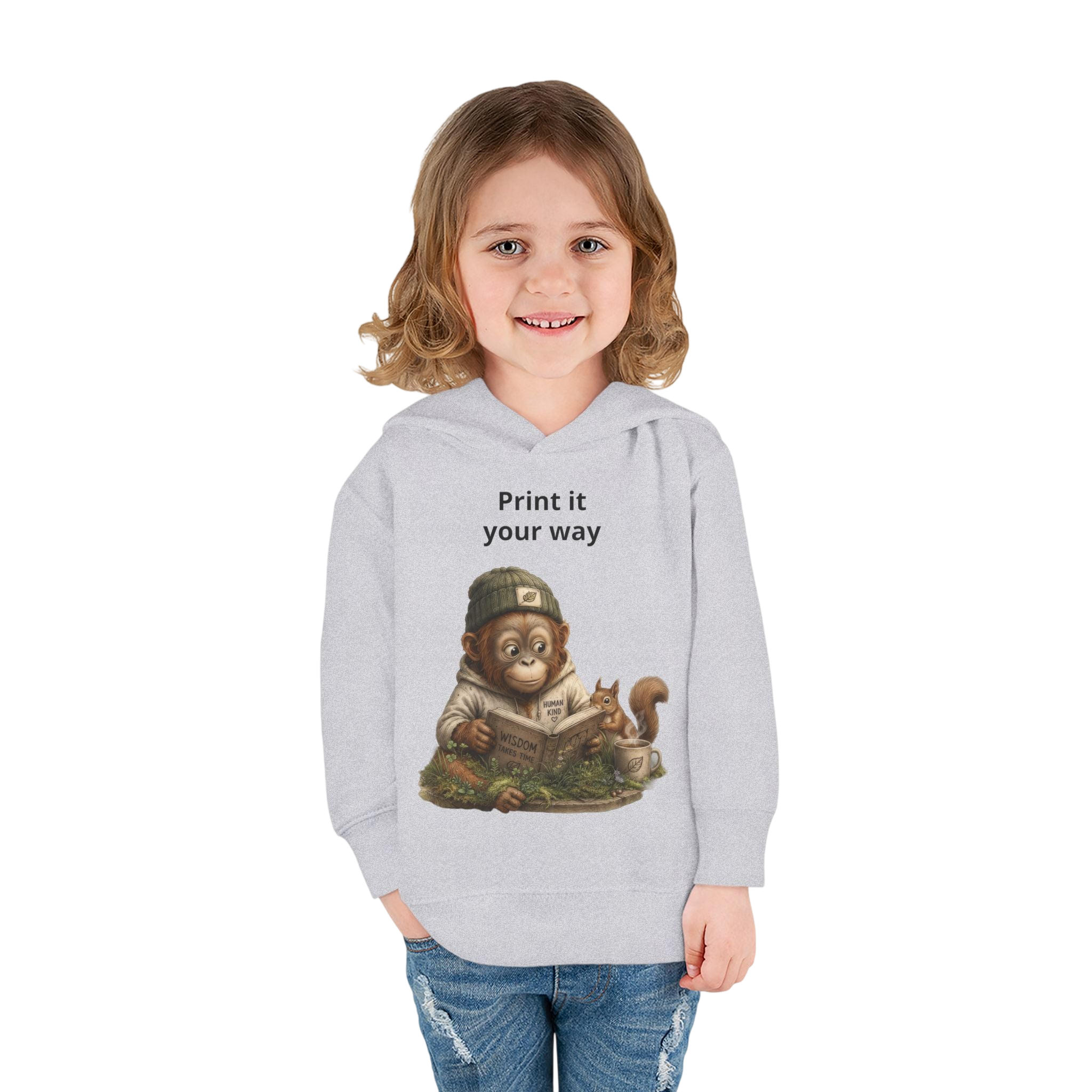 Toddler Hoodie — Cozy Orrie with Squirrel Illustration