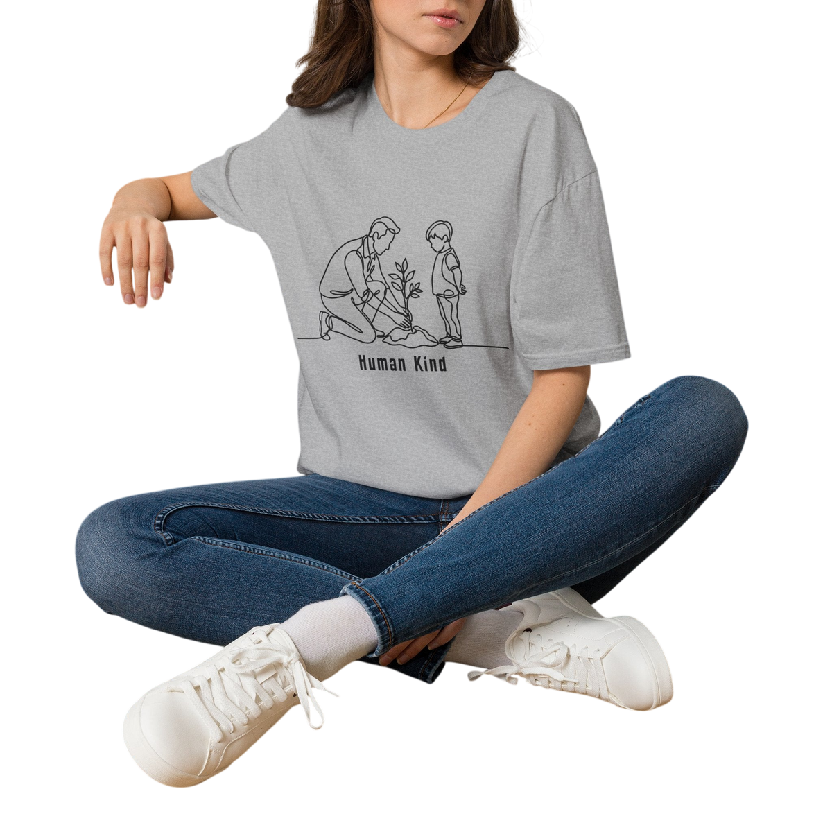 Planting Tomorrow Grey Graphic T-shirt on 100% cotton