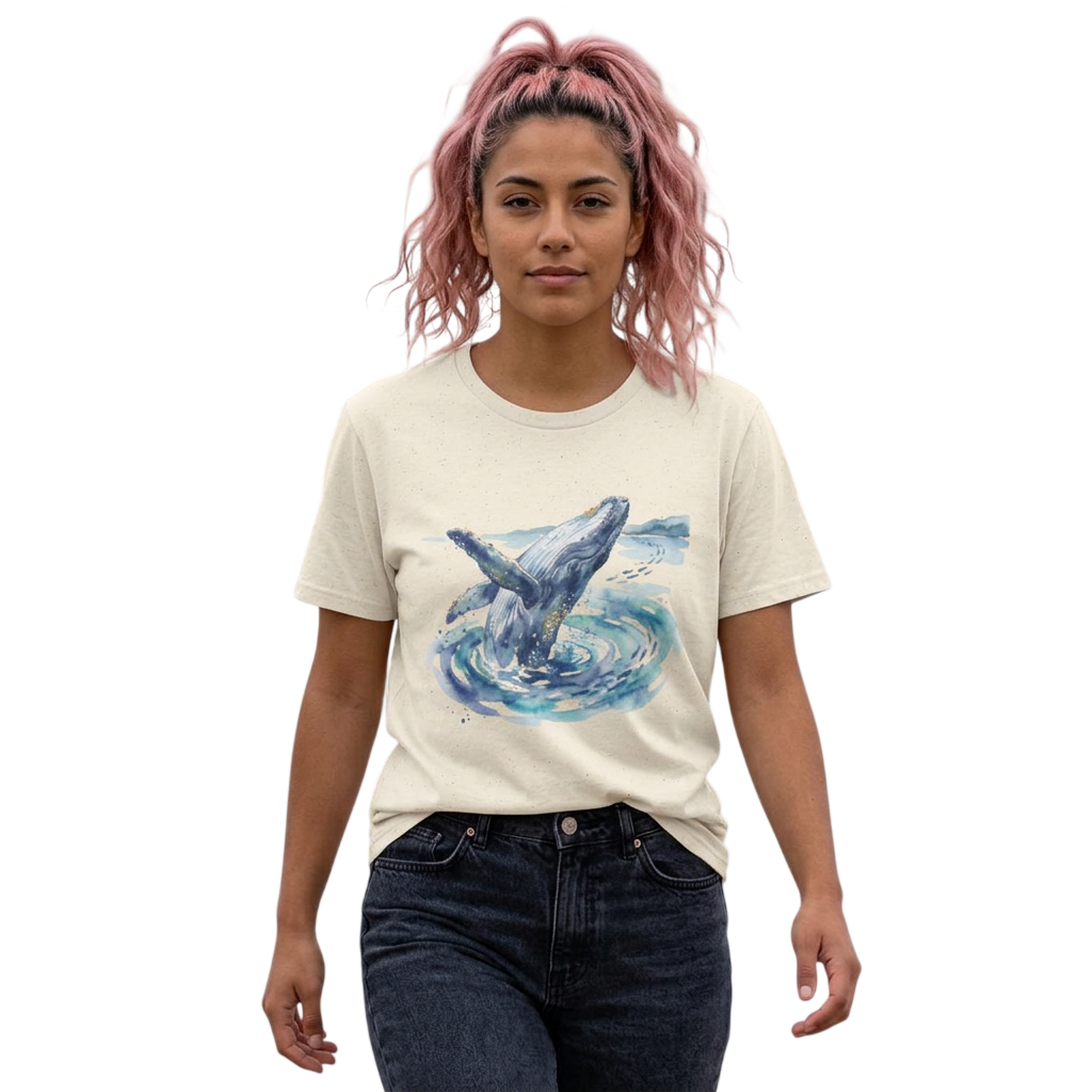 Whale Watercolor Graphic T-Shirt on 100% cotton