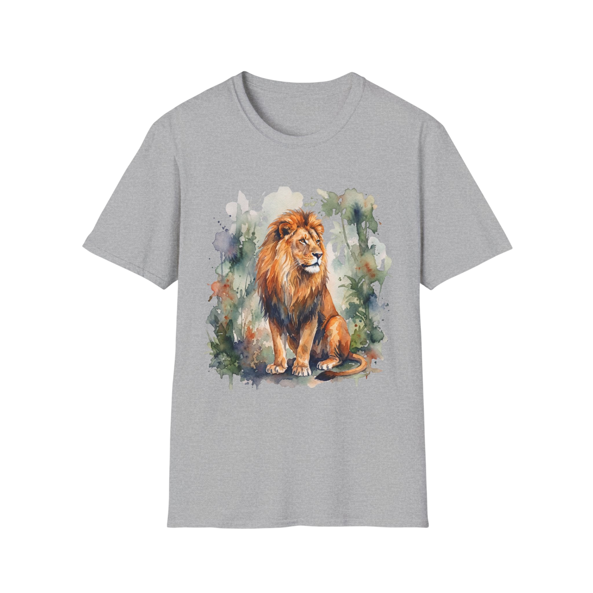 Lion Watercolor T‑Shirt — Gildan Majestic Lion Art Tee