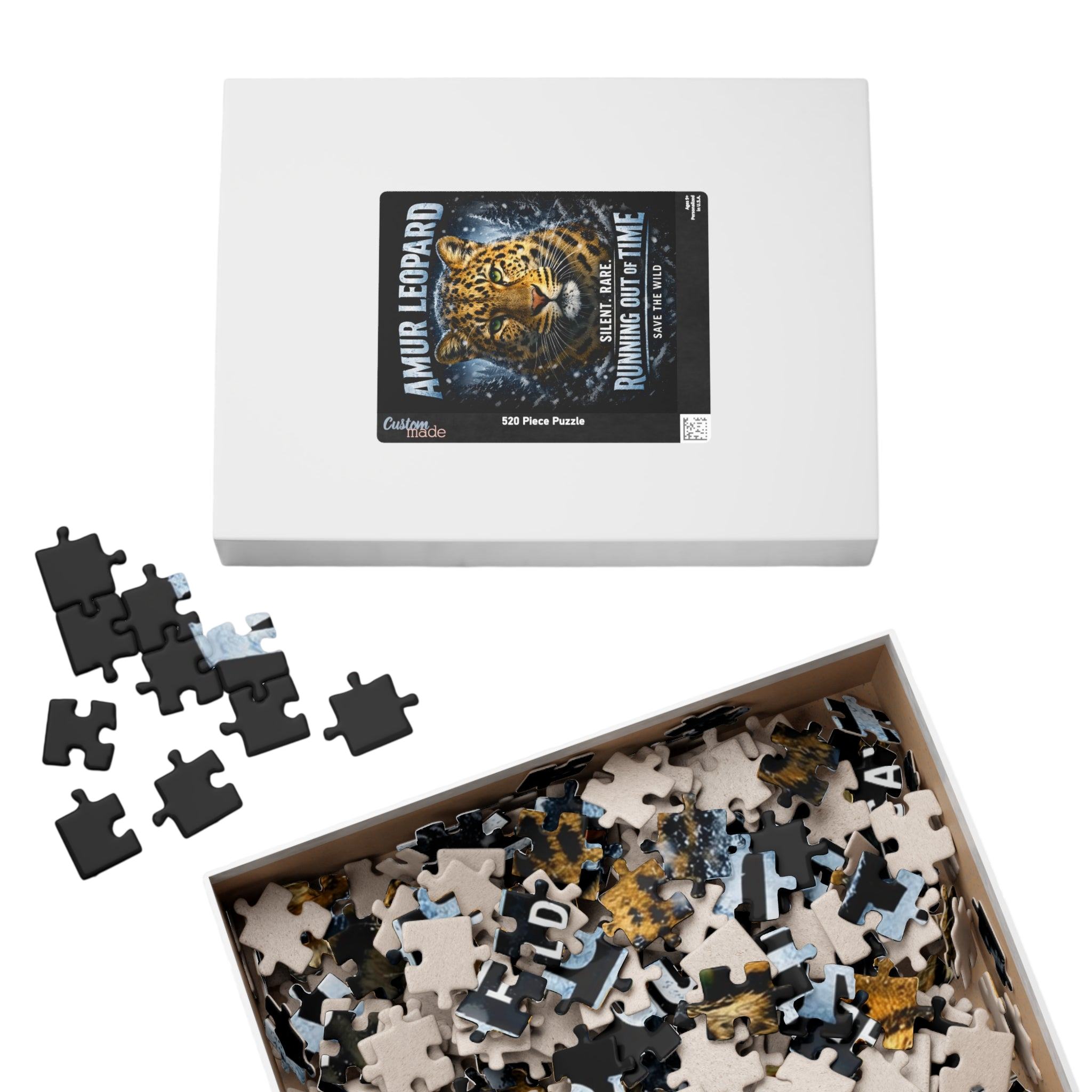 Amur Leopard Puzzle — "Running Out of Time" Wildlife Conservation Jigsaw (252–1014 pcs)