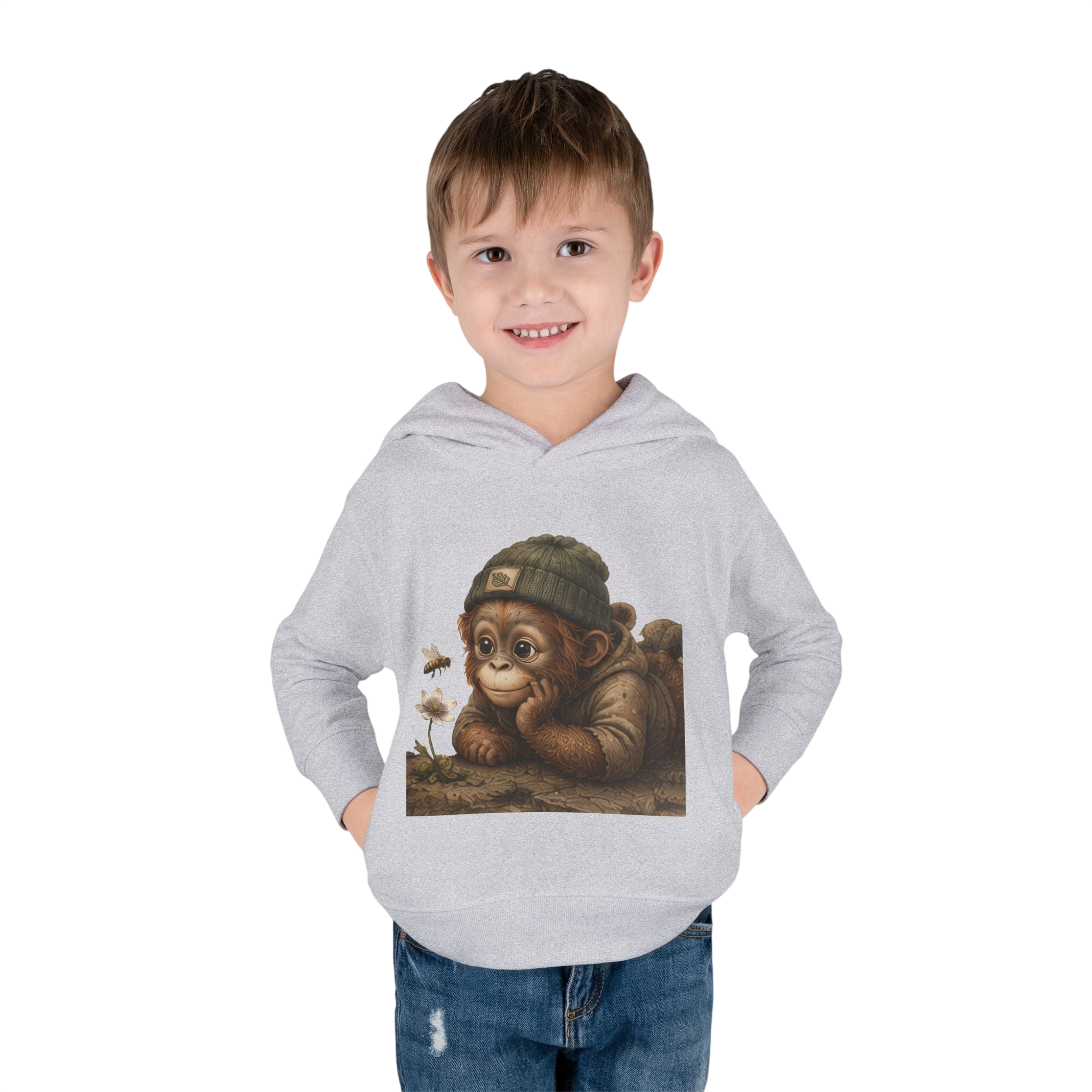 Toddler Orrie Hoodie — Cute Orangutan in Beanie Fleece Pullover