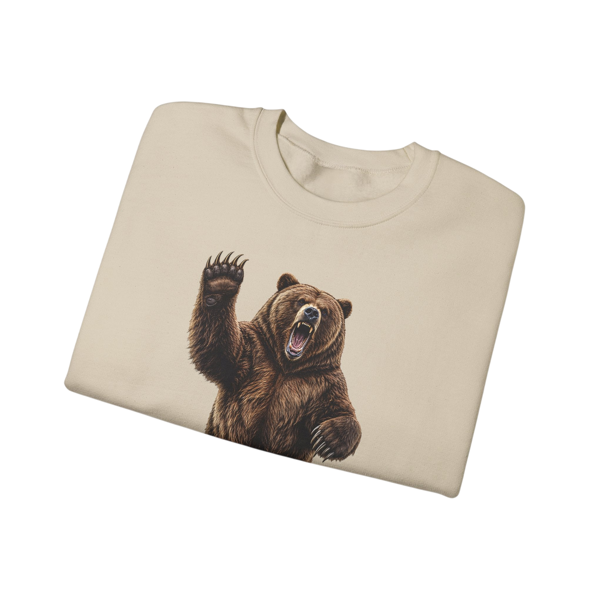 Grizzly Bear Graphic Sweatshirt — Roaring Bear Crewneck for Wildlife Lovers