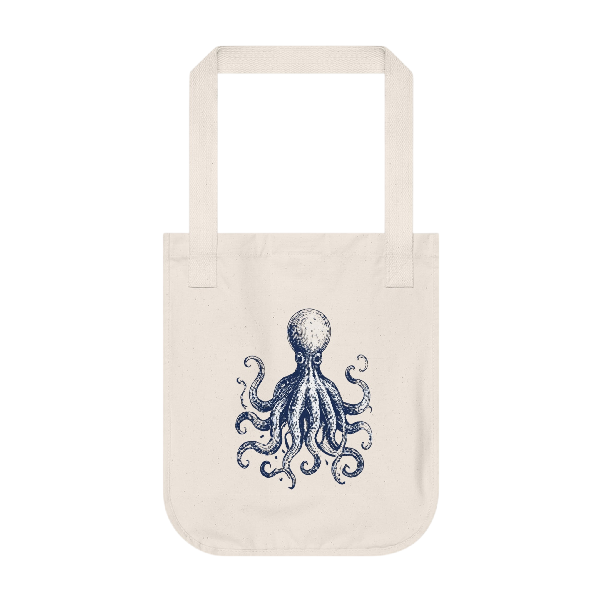 Octopus Canvas Tote — Vintage Ocean Neighbors Organic Tote Bag