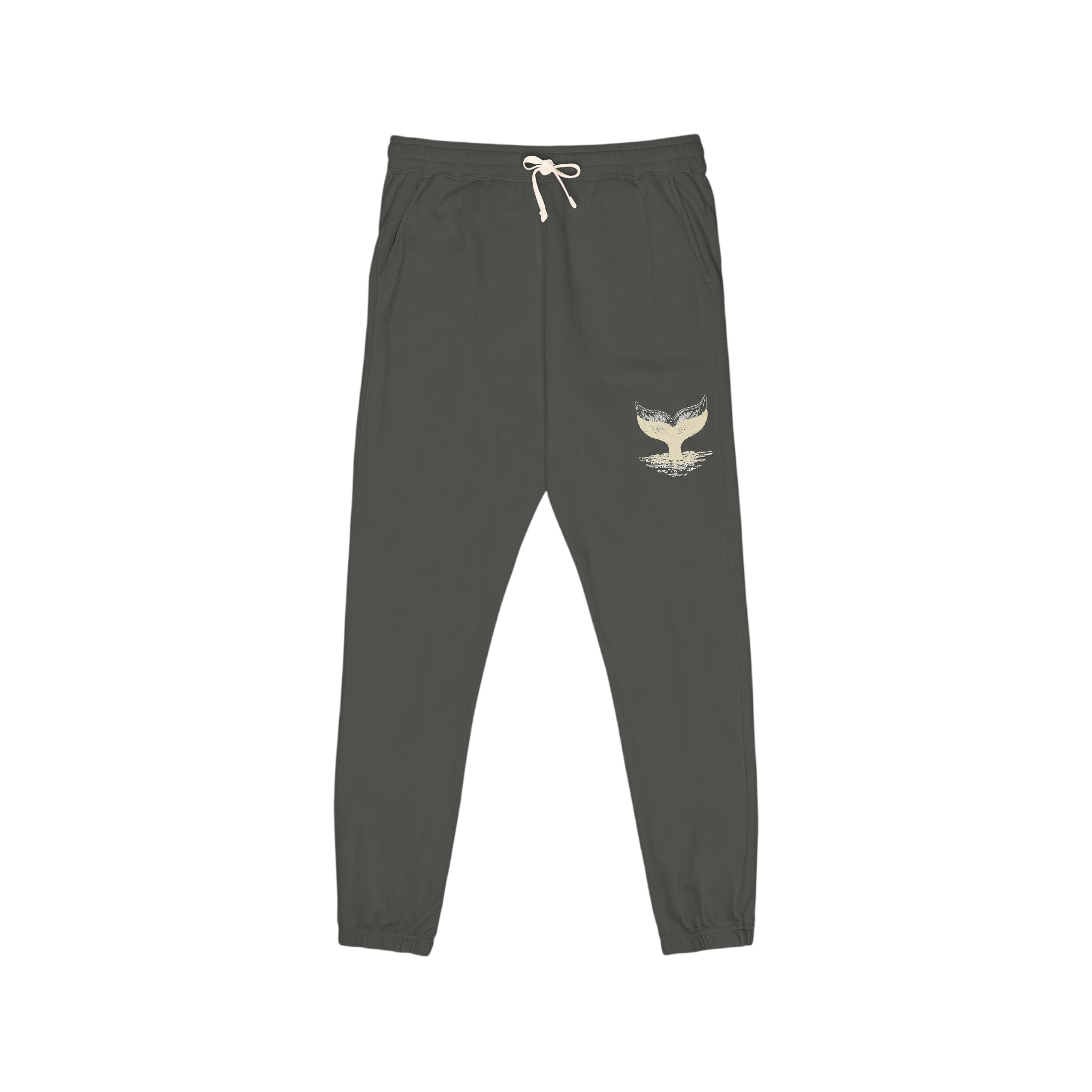 Embroidered Whale Tail Sweatpants — Garment-Dyed Fleece Joggers