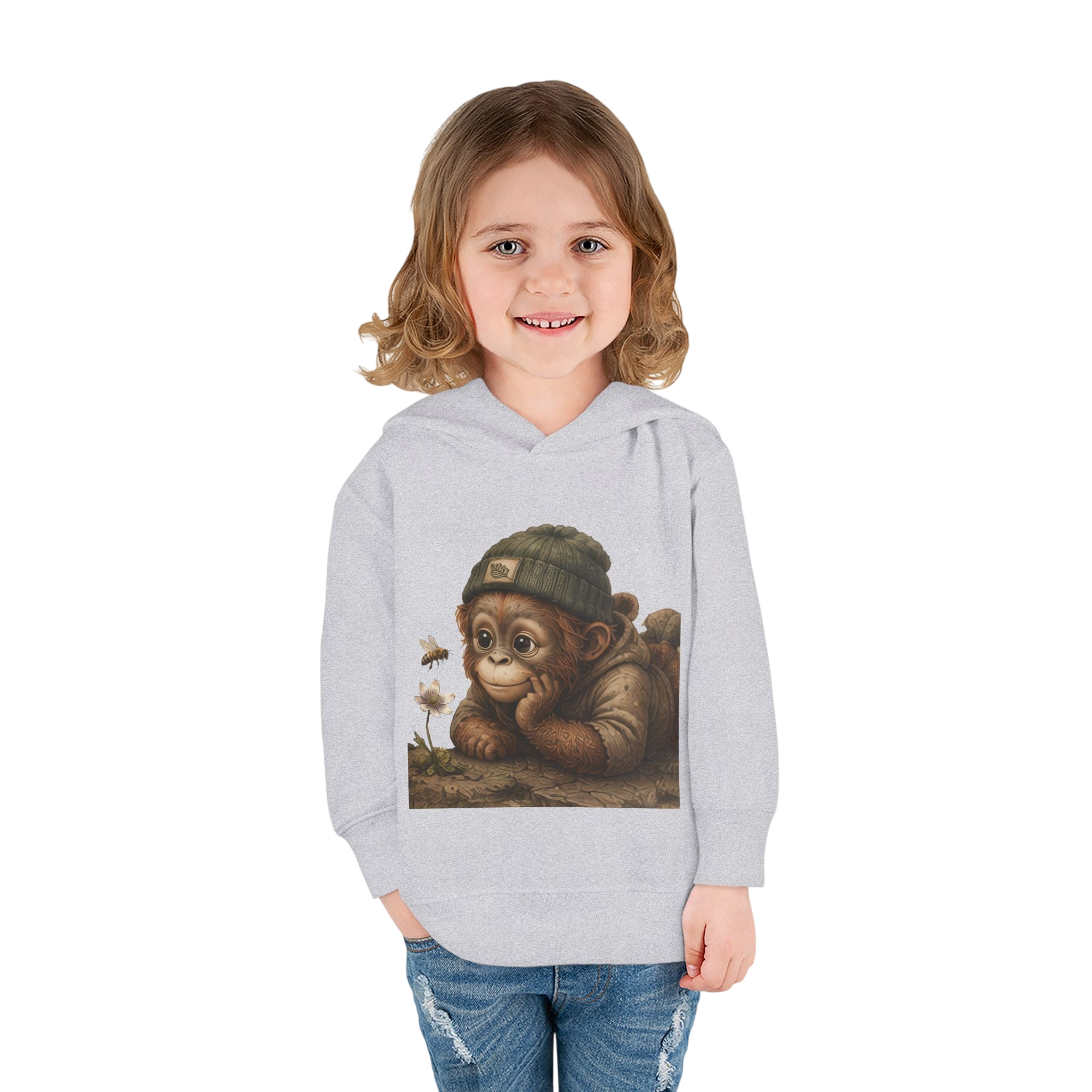Toddler Orrie Hoodie — Cute Orangutan in Beanie Fleece Pullover
