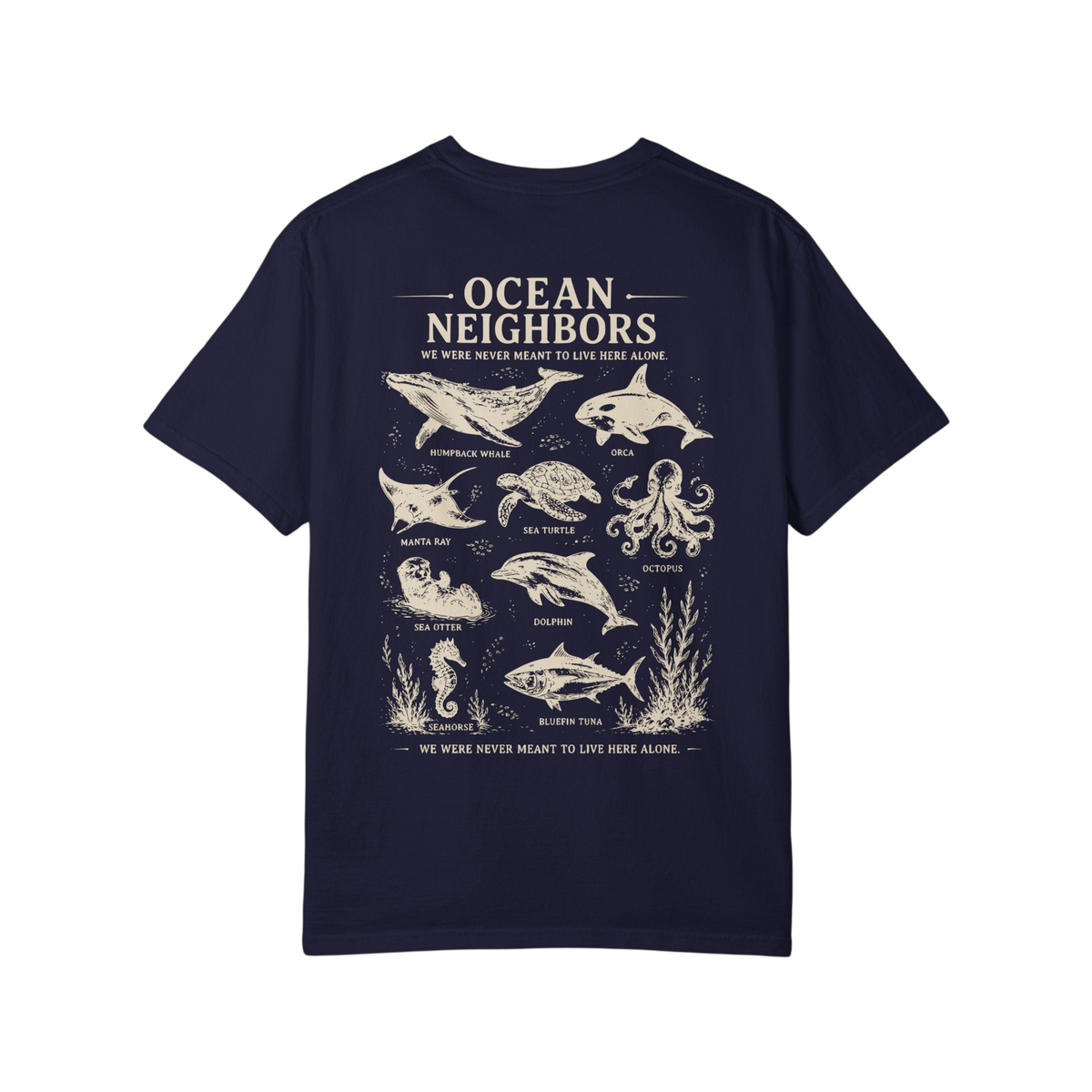 Ocean Neighbors Tan Graphic T-Shirt on Comfort Colors