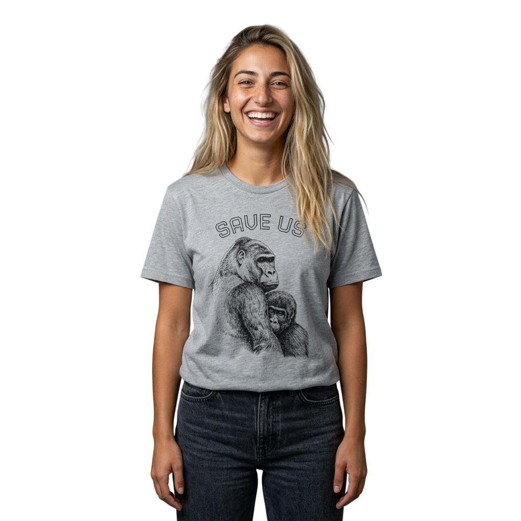 T-Shirt — "Save Us" Gorilla Conservation Tee