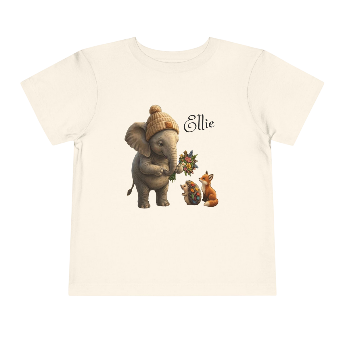 Toddler Tee — Ellie Elephant with fox & porcupine