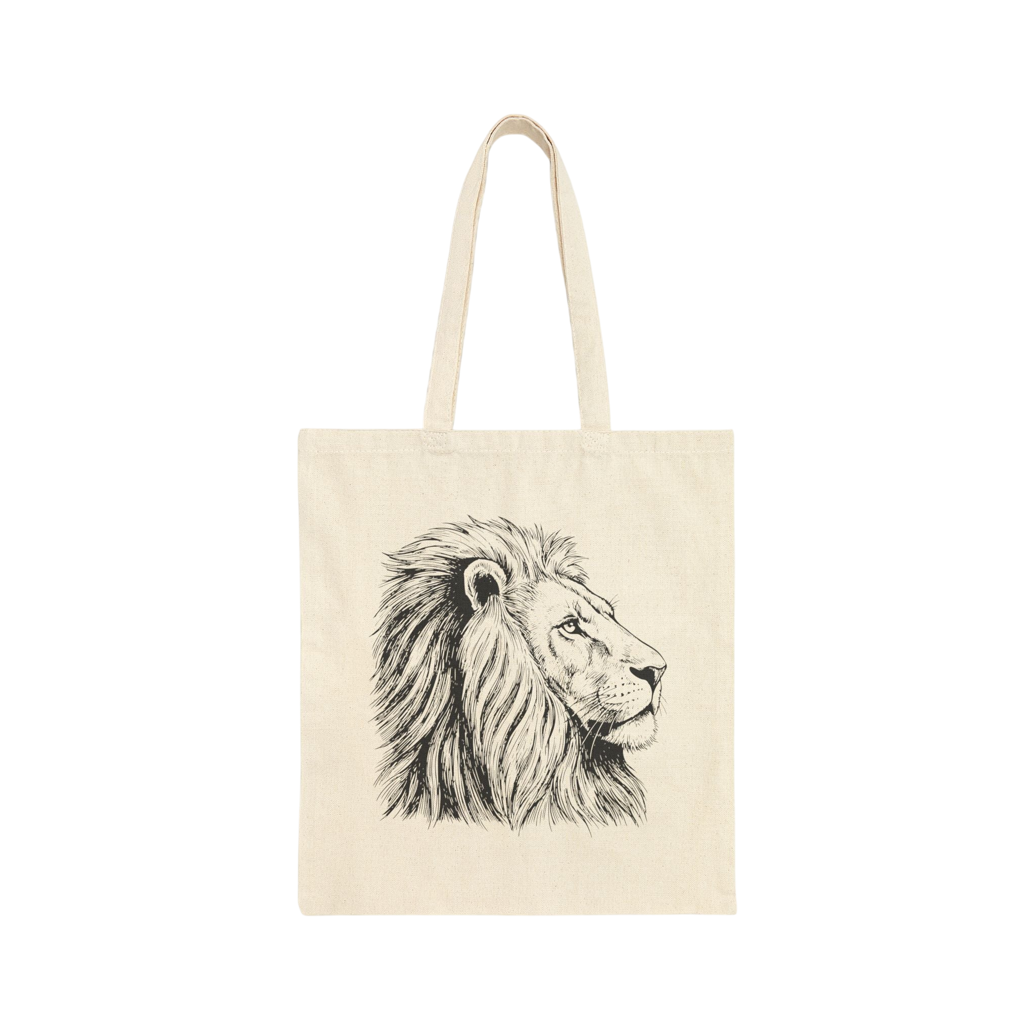 Lion Hand-Drawn Wildlife Portrait Tote
