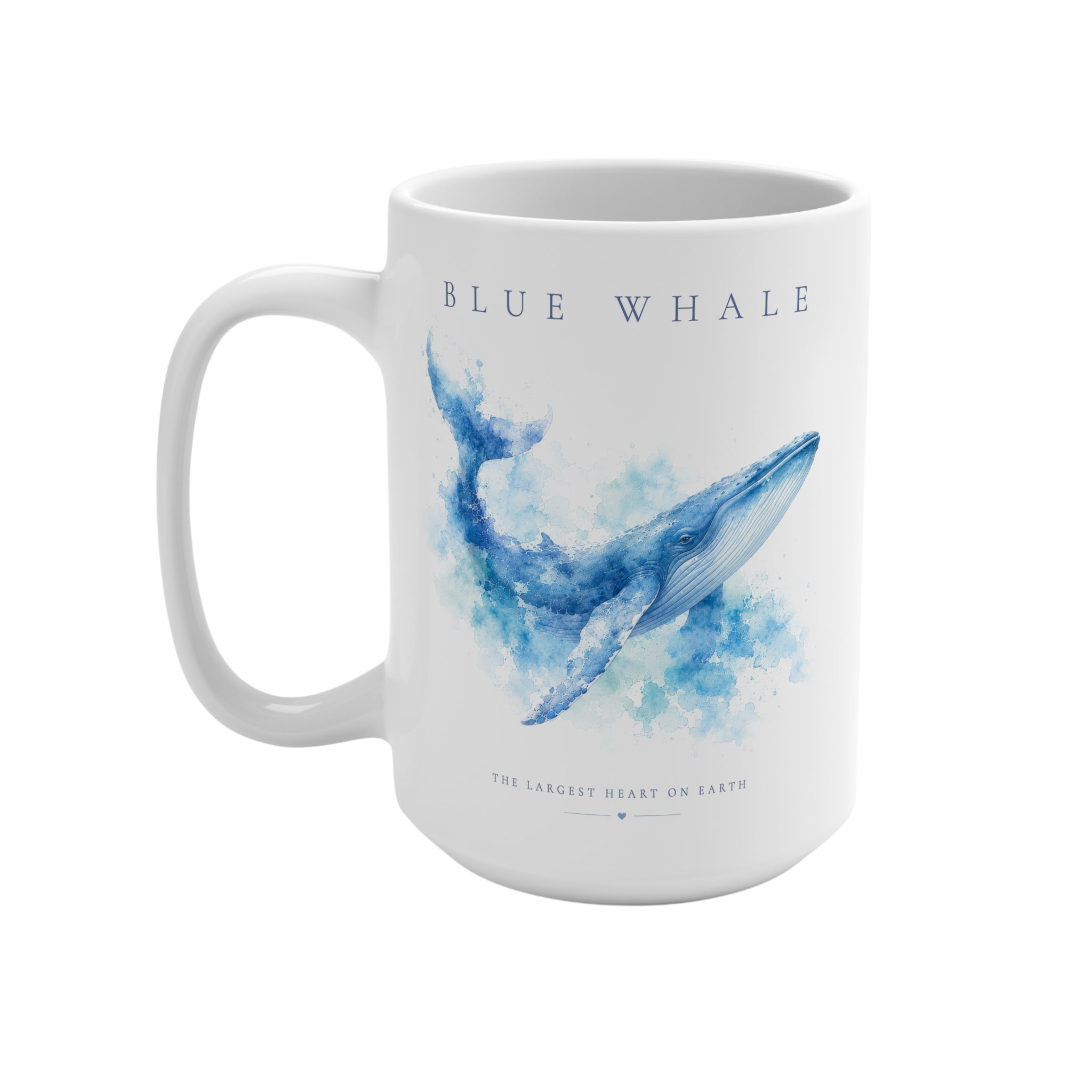Blue Whale 15oz Mug - Watercolor Ocean Animal Coffee Cup