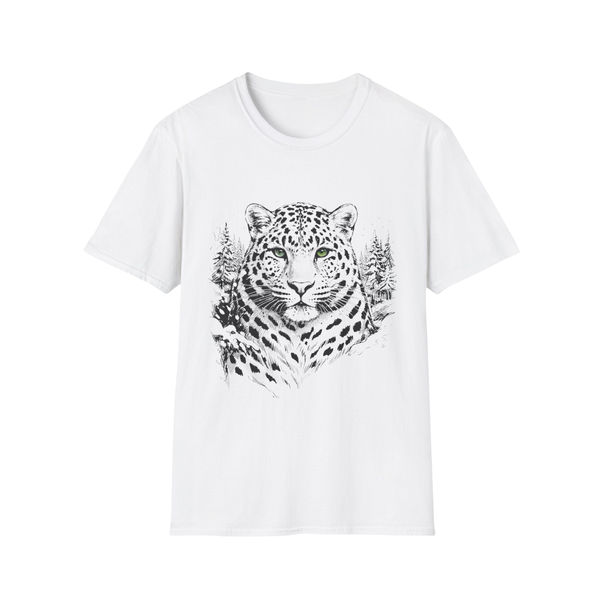Leopard Portrait T-Shirt — Striking Green-Eyed Big Cat Graphic Tee