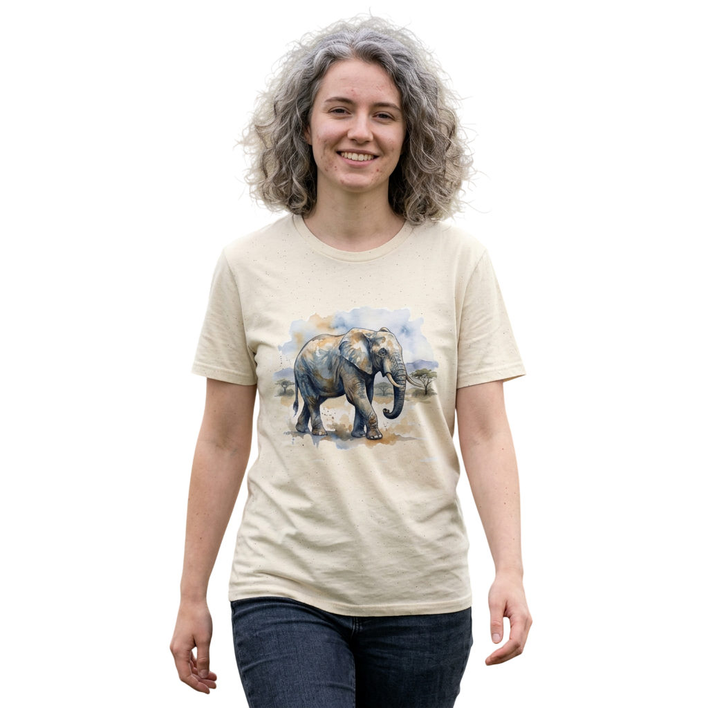 Elephant Watercolor Graphic T-shirt on 100% cotton