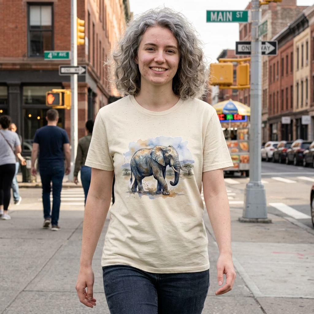 Elephant Watercolor Graphic T-shirt on 100% cotton