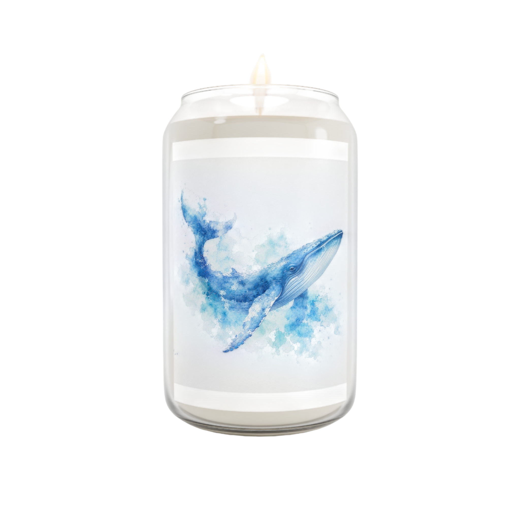 Whale Watercolor Soy Candle — 13.75 oz Scented Jar