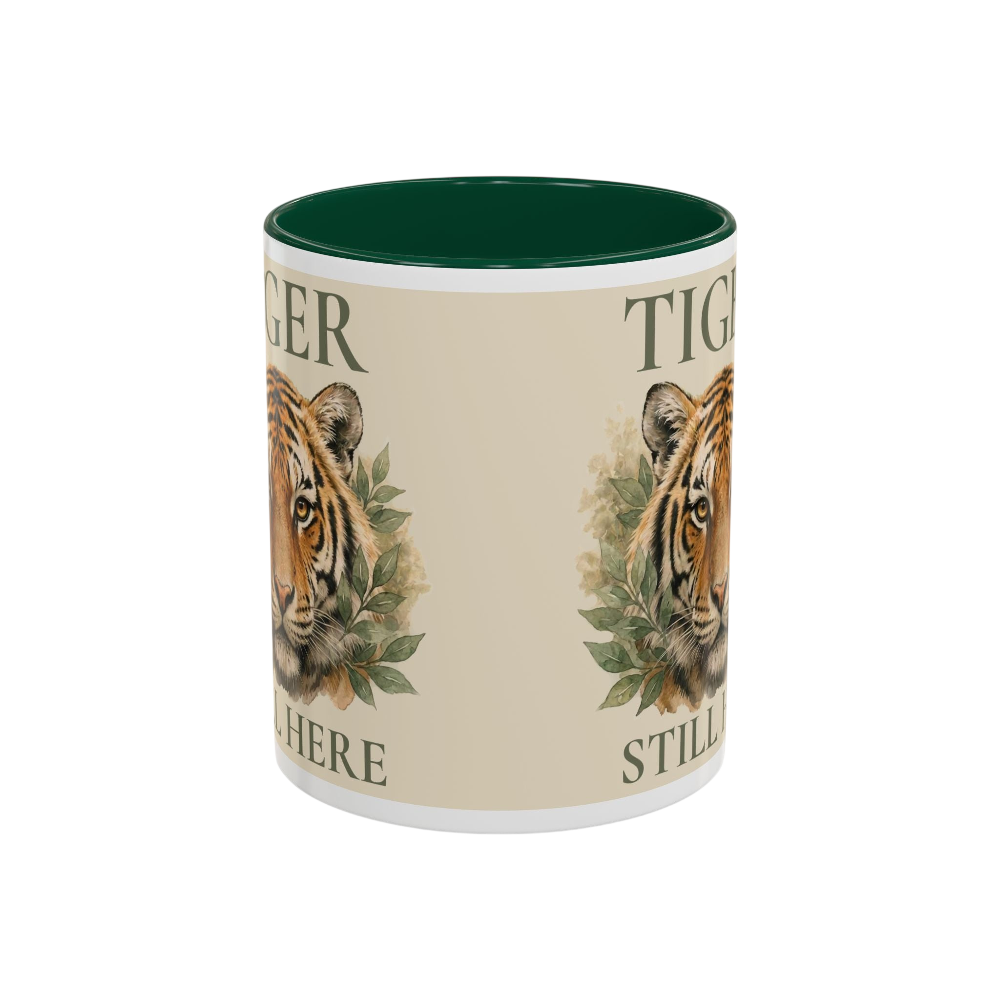 Tiger Still Here Mug — Two-Tone Accent Coffee Cup (11oz/15oz)