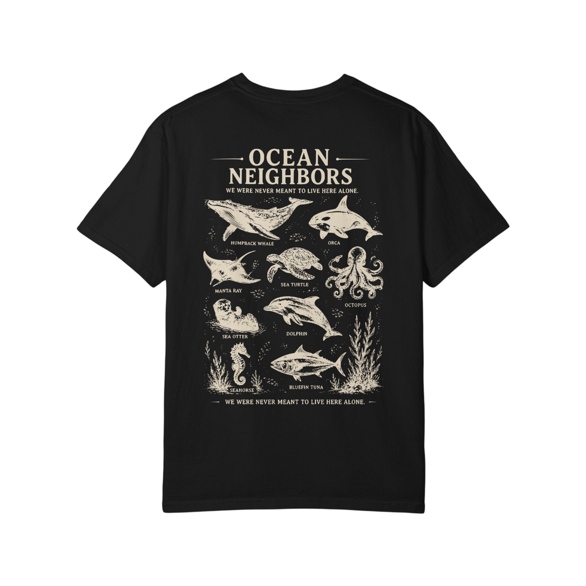 Ocean Neighbors Tan Graphic T-Shirt on Comfort Colors