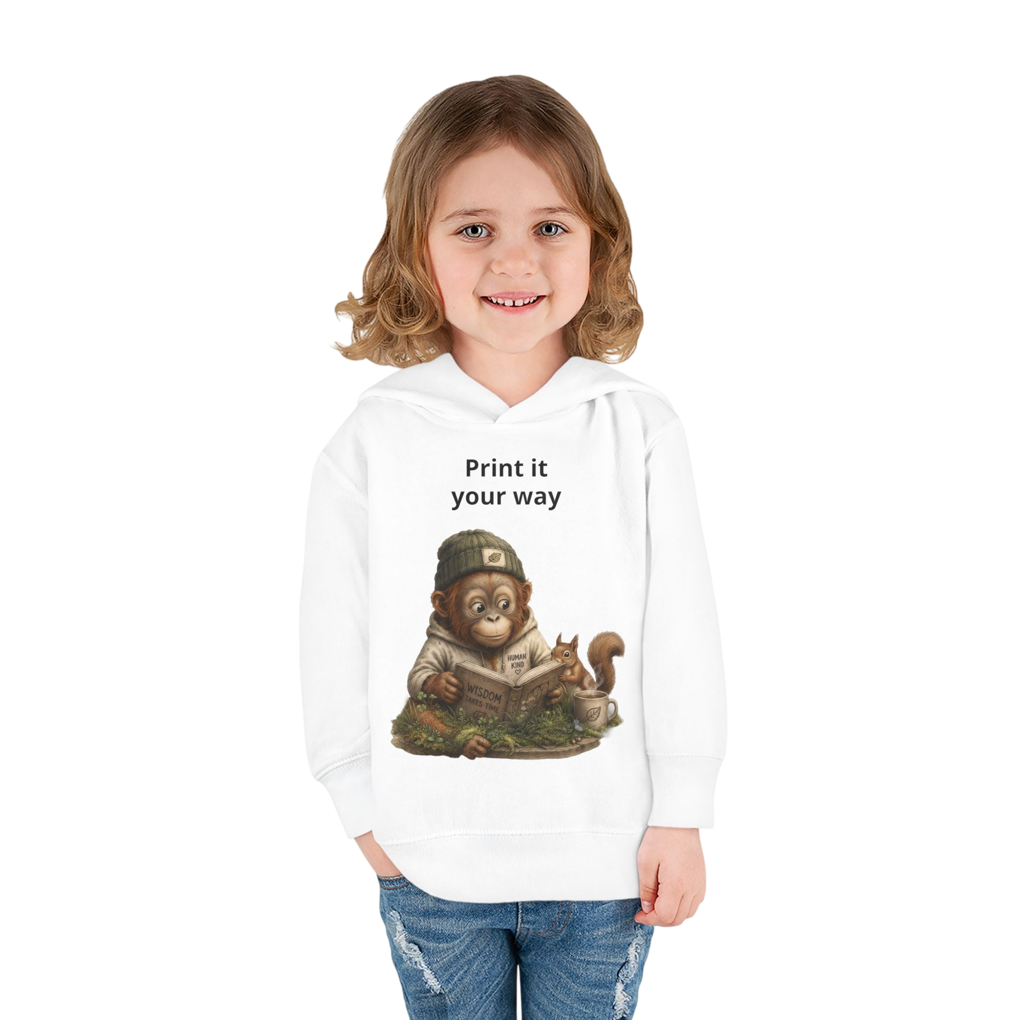 Toddler Hoodie — Cozy Orrie with Squirrel Illustration