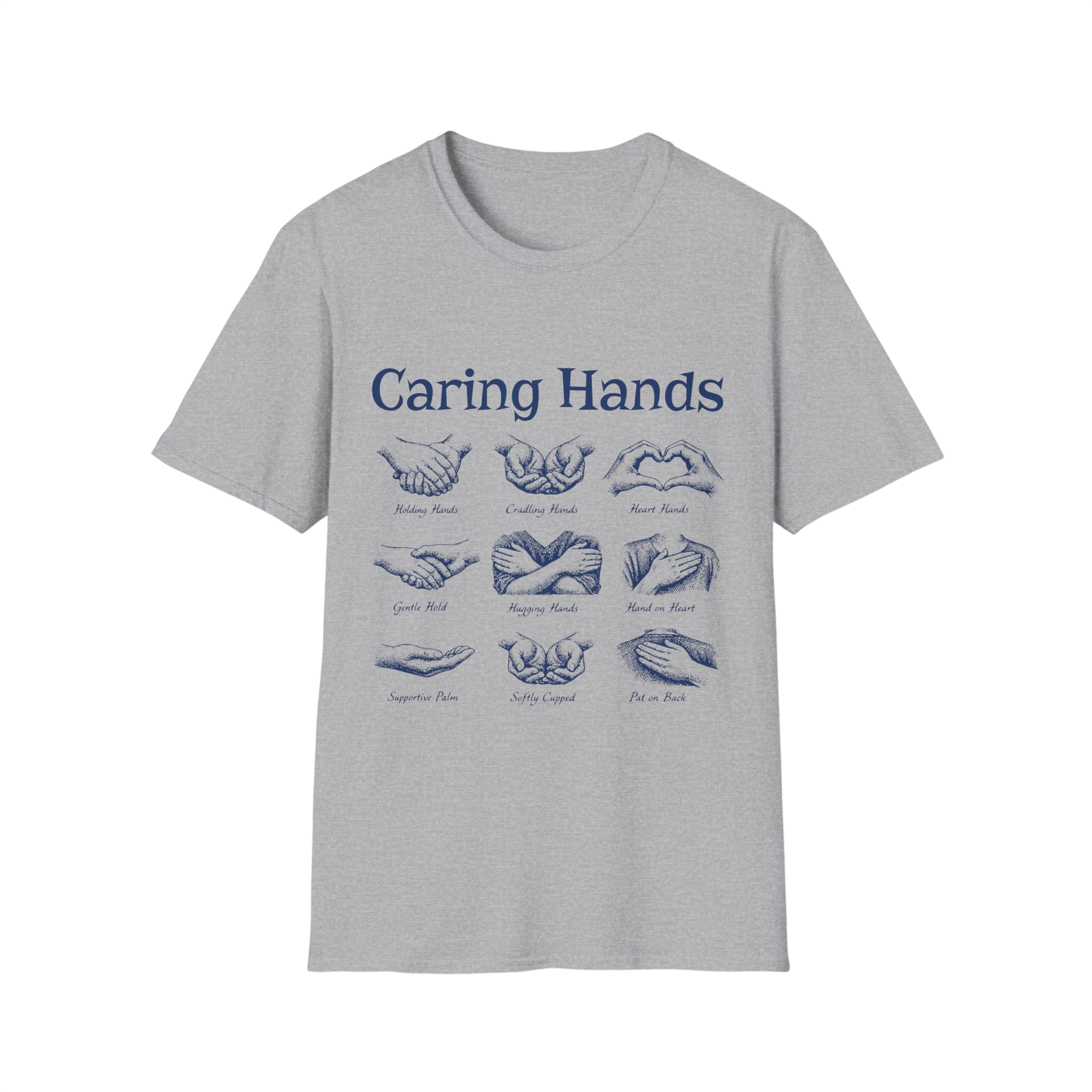 Caring Hands Illustration T-Shirt — Compassionate Hand Sign Designs