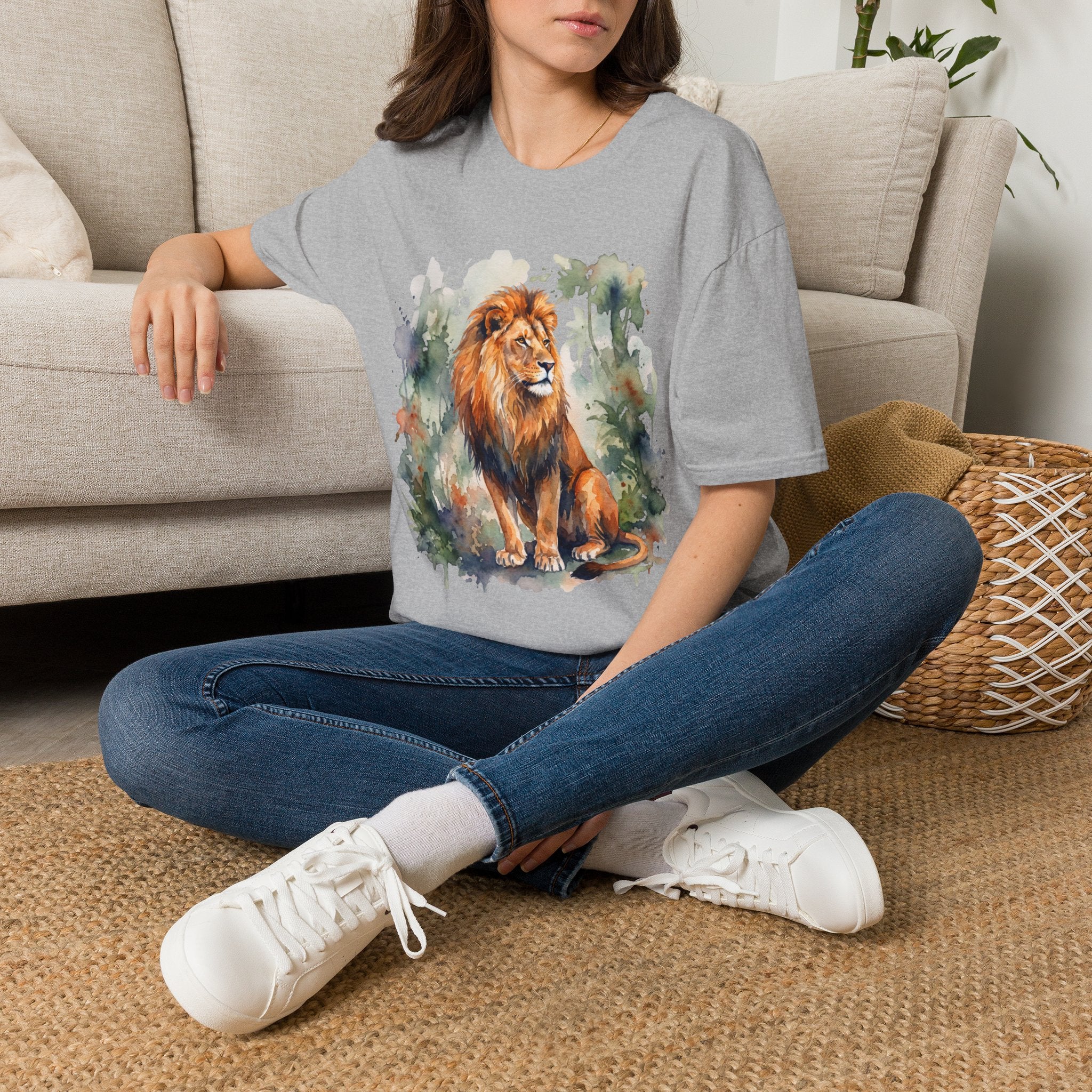 Lion Watercolor T‑Shirt — Gildan Majestic Lion Art Tee