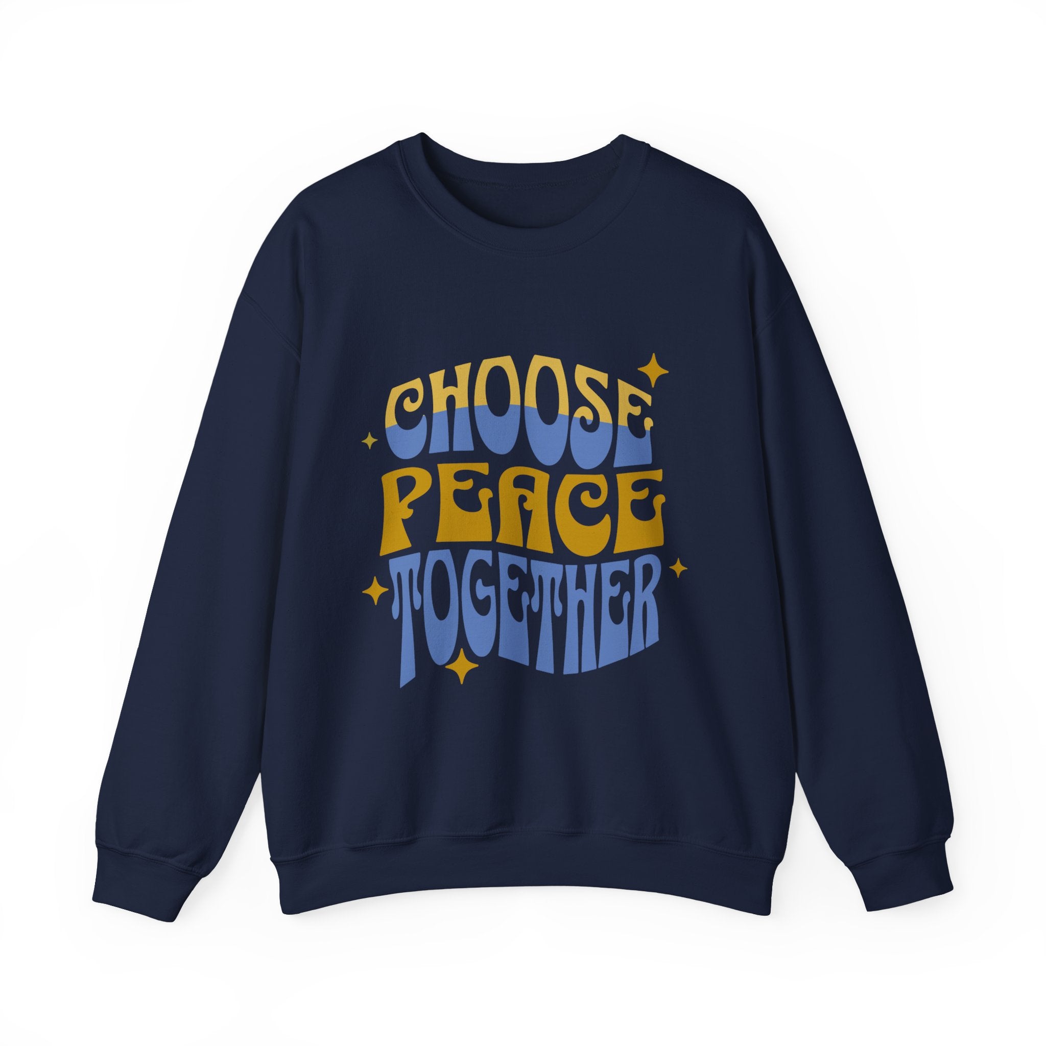 Crewneck Sweatshirt — "Choose Peace Together" Retro Typography, Peace & Unity Graphic